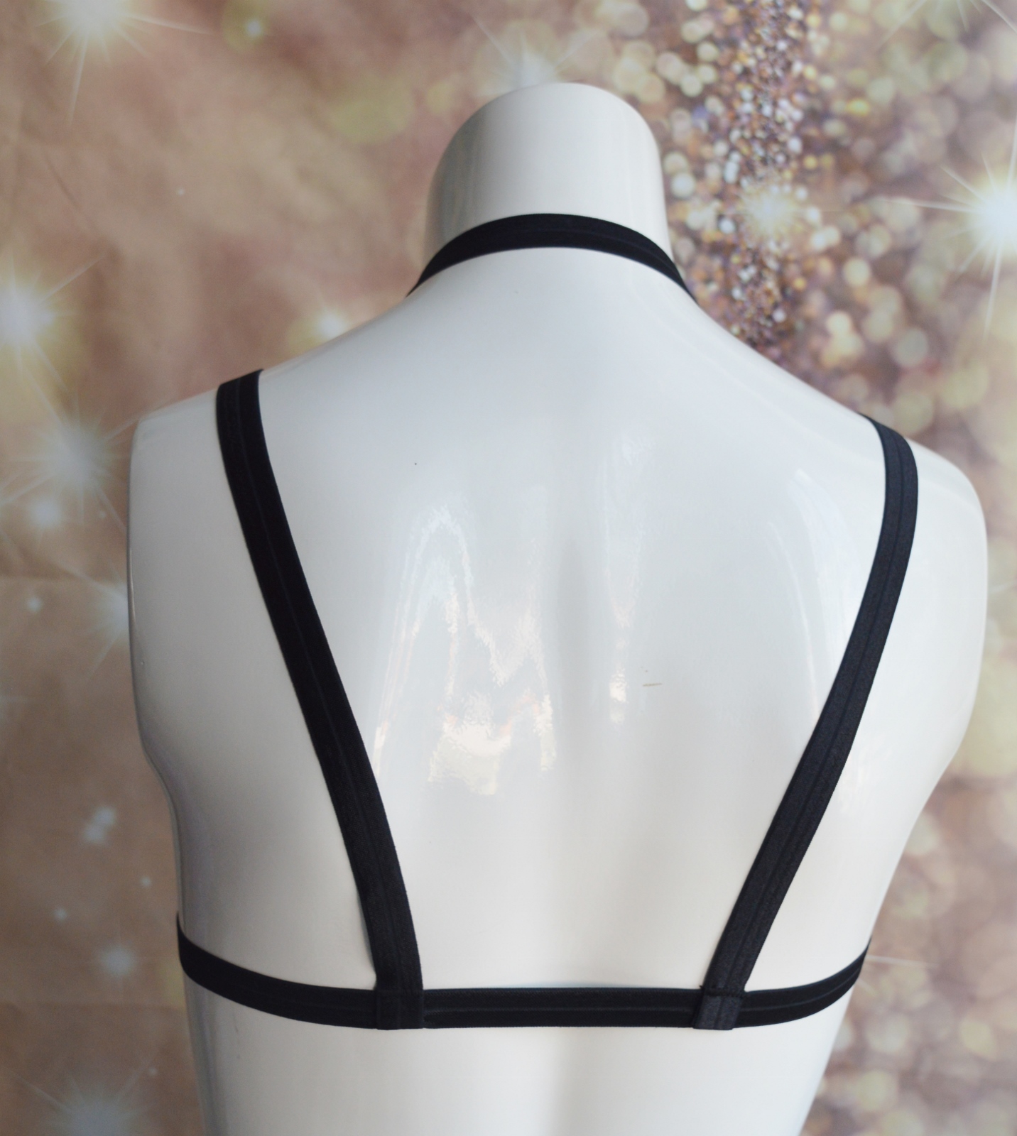 Made to Order - body harness bra - Darkeema - wine red elastic bra harness - sexy kittenplay lingerie handmade bdsm fetish wear by Nekollars - Image 7