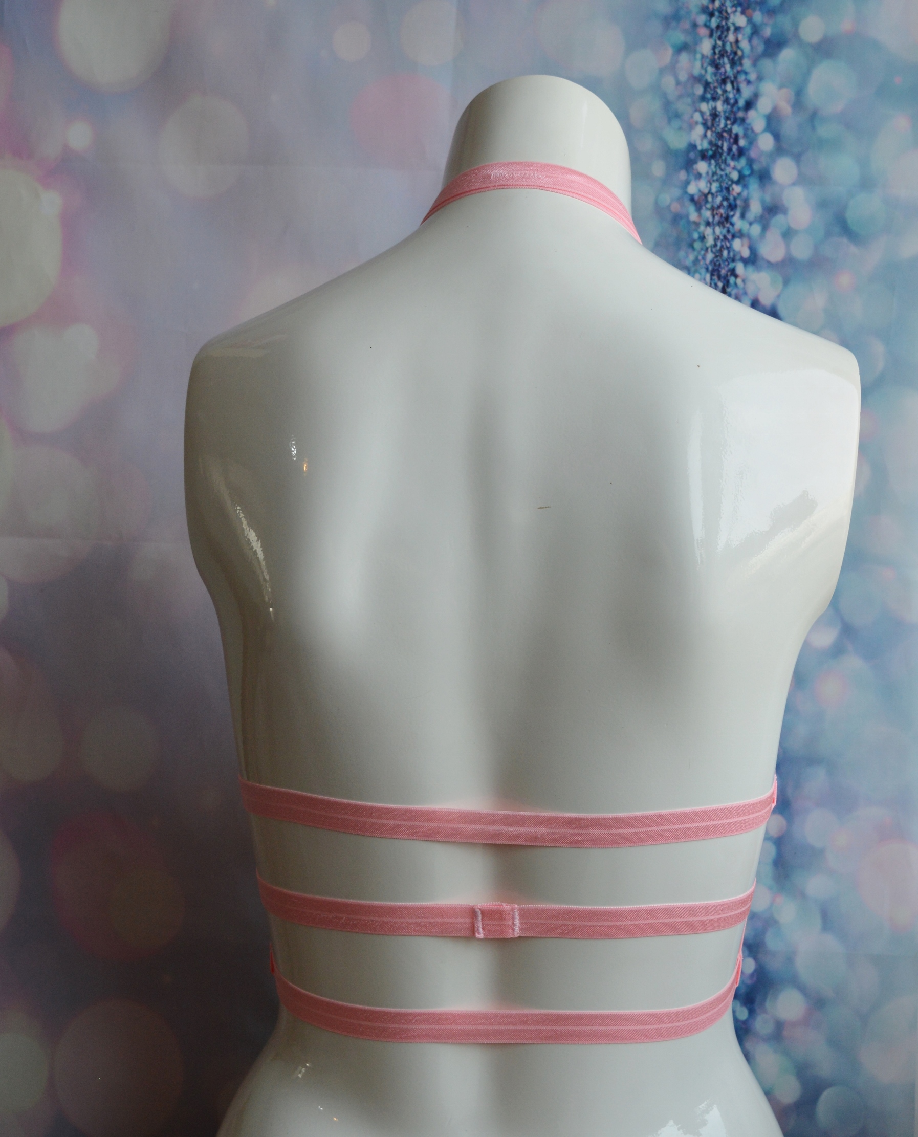 Made to Order - Body harness bra - Athamira - Pink bustier elastic bra harness - Image 6