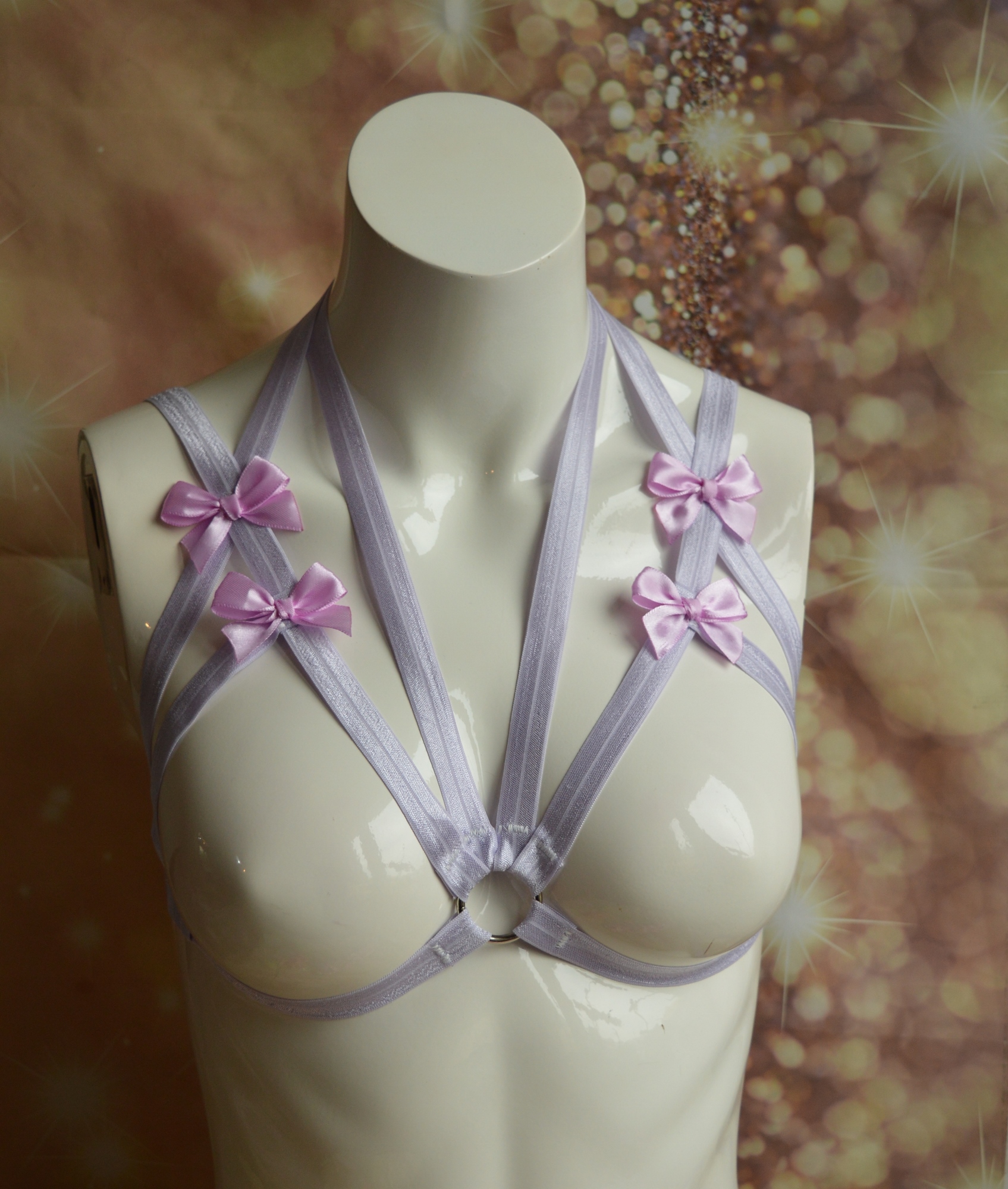 Made to Ordder - body harness bra - Garciela - Pastel Violet elastic bra harness by Nekollars - Image 3