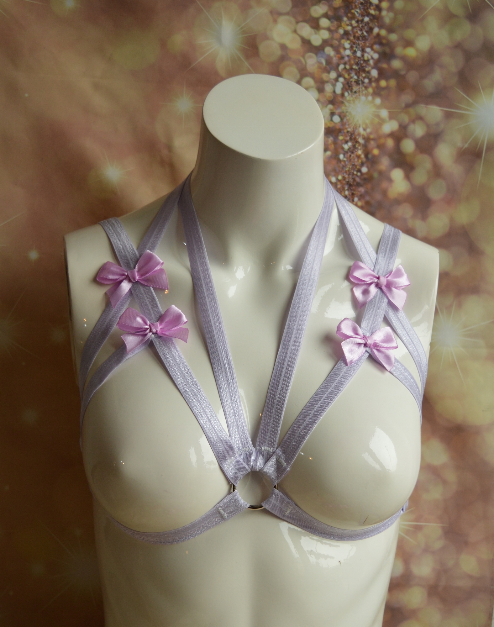 Made to Ordder - body harness bra - Garciela - Pastel Violet elastic bra harness by Nekollars - Image 4