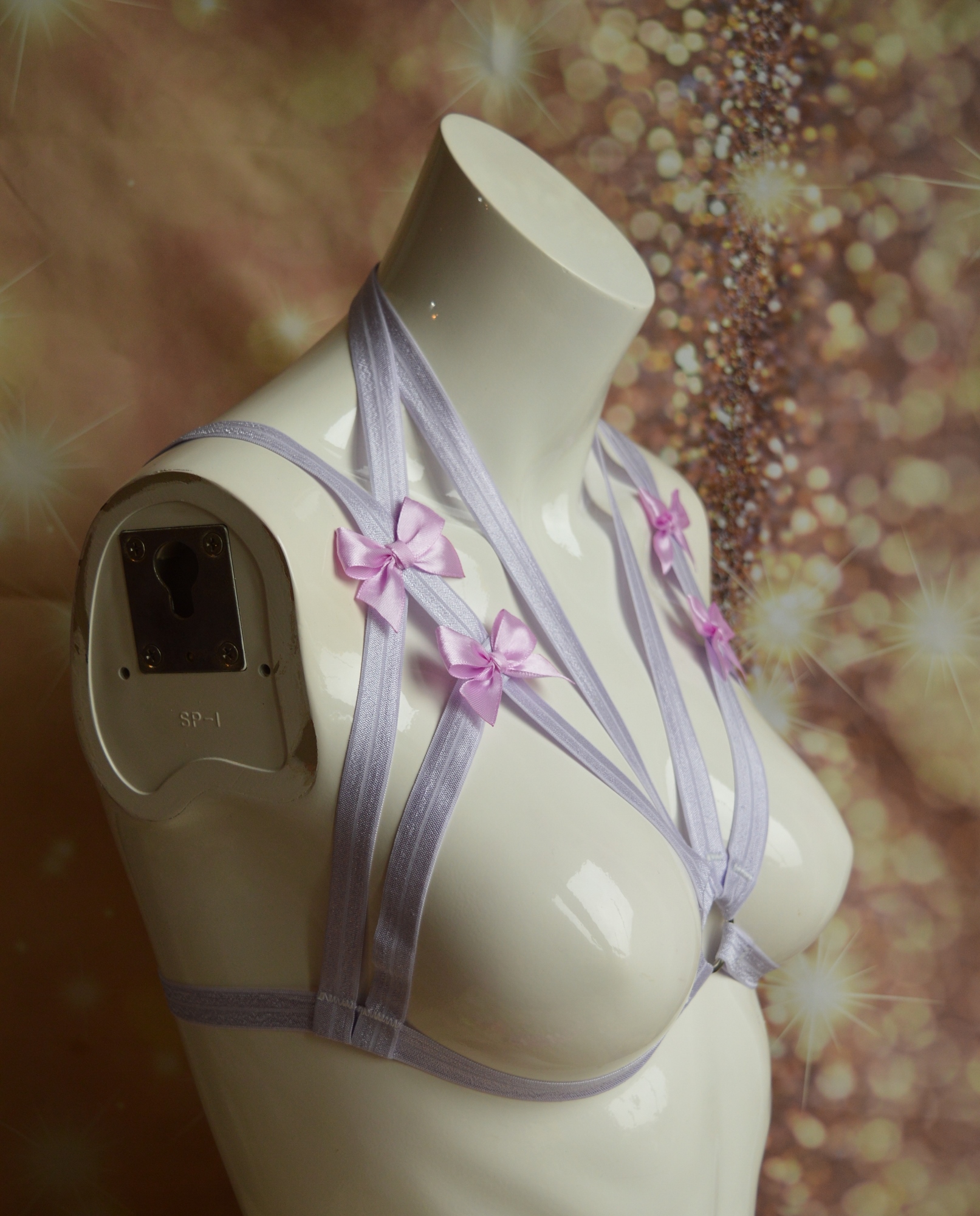 Made to Ordder - body harness bra - Garciela - Pastel Violet elastic bra harness by Nekollars - Image 6