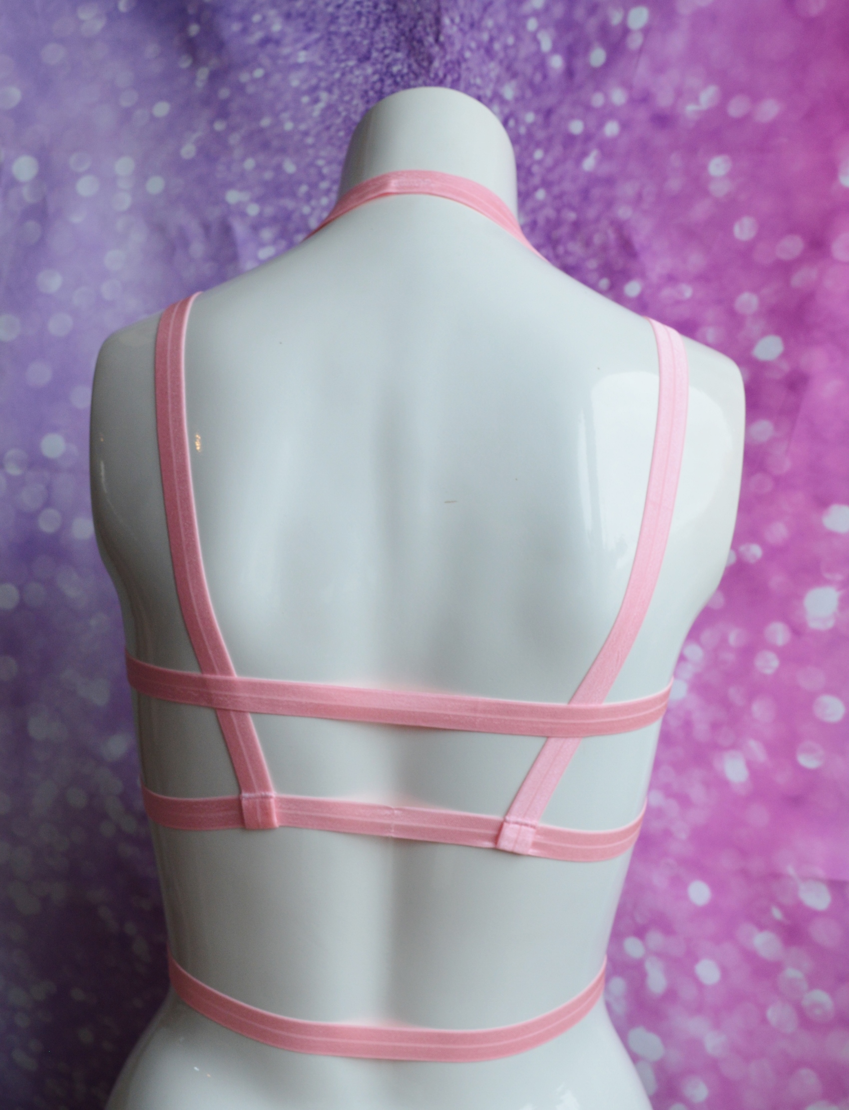 Made to Order - Body harness bra - Shalina - Pink bustier elastic bra harness - sexy goth lingerie - Image 6