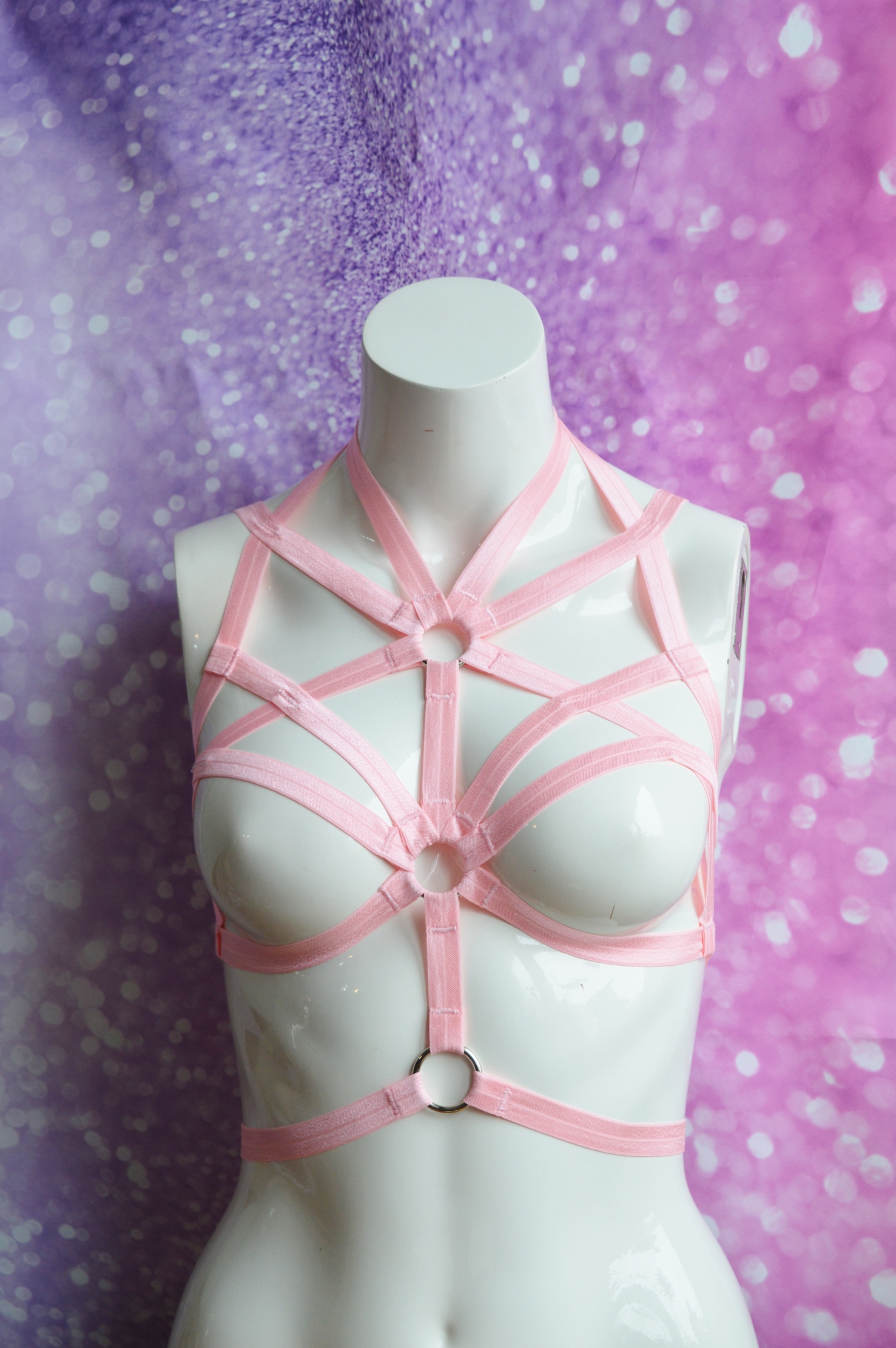 Made to Order - Body harness bra - Shalina - Pink bustier elastic bra harness - sexy goth lingerie - Image 8