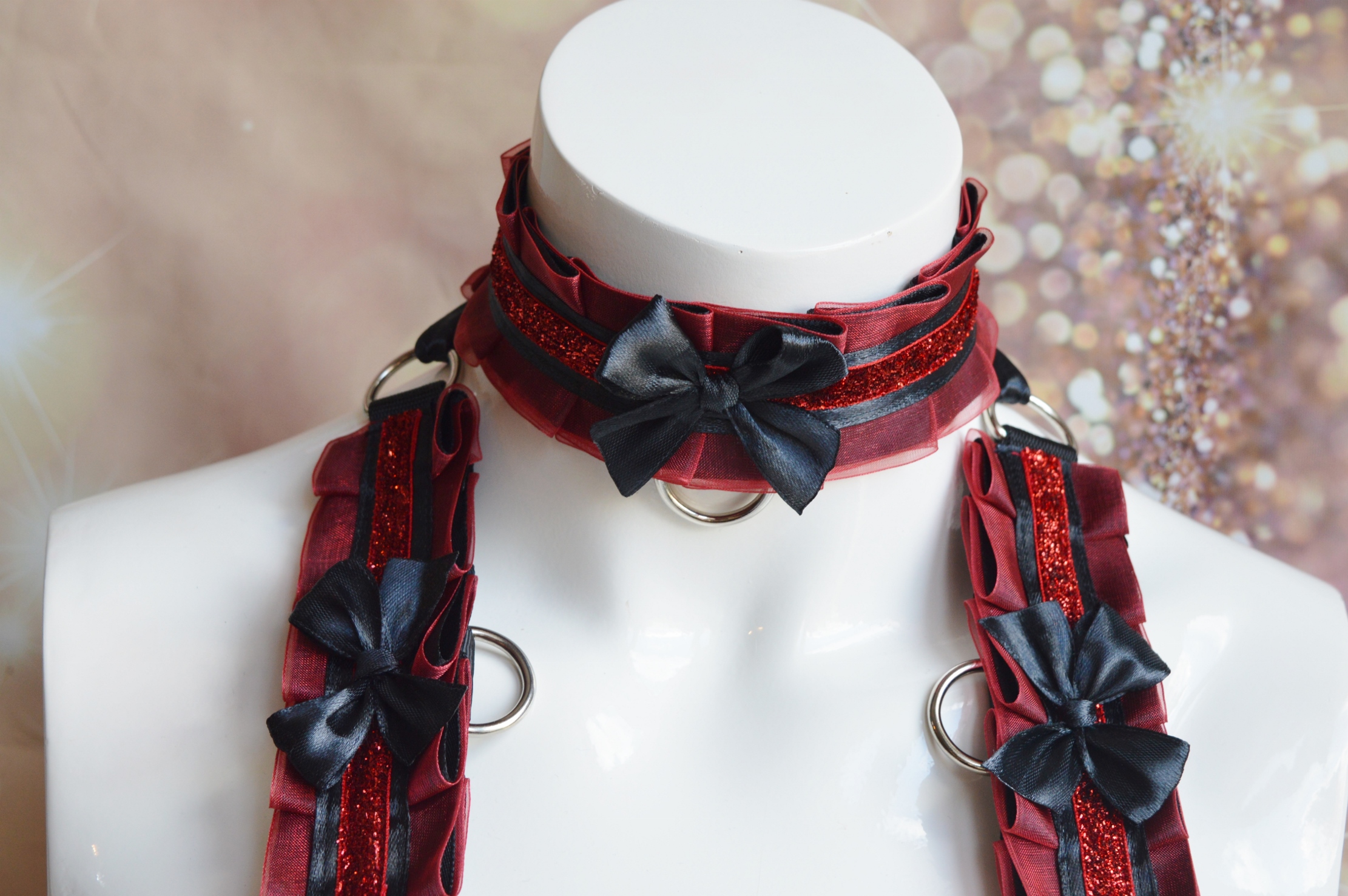 Made to Order - Kitten play collar and cuffs - Dark Rose - cute neko daddy kink bdsmproof choker set - Image 4