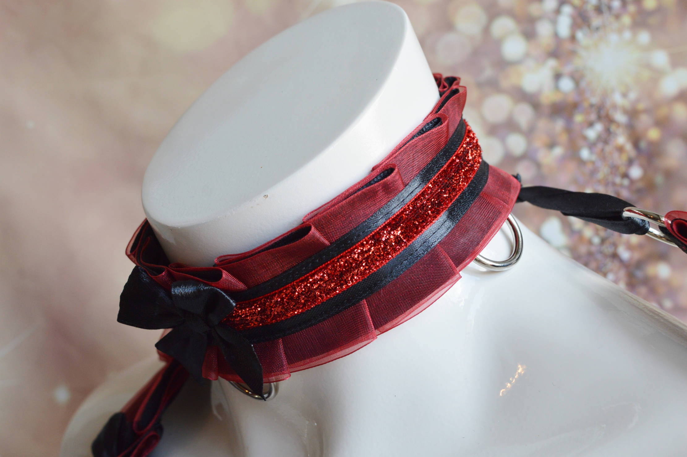 Made to Order - Kitten play collar and cuffs - Dark Rose - cute neko daddy kink bdsmproof choker set - Image 5