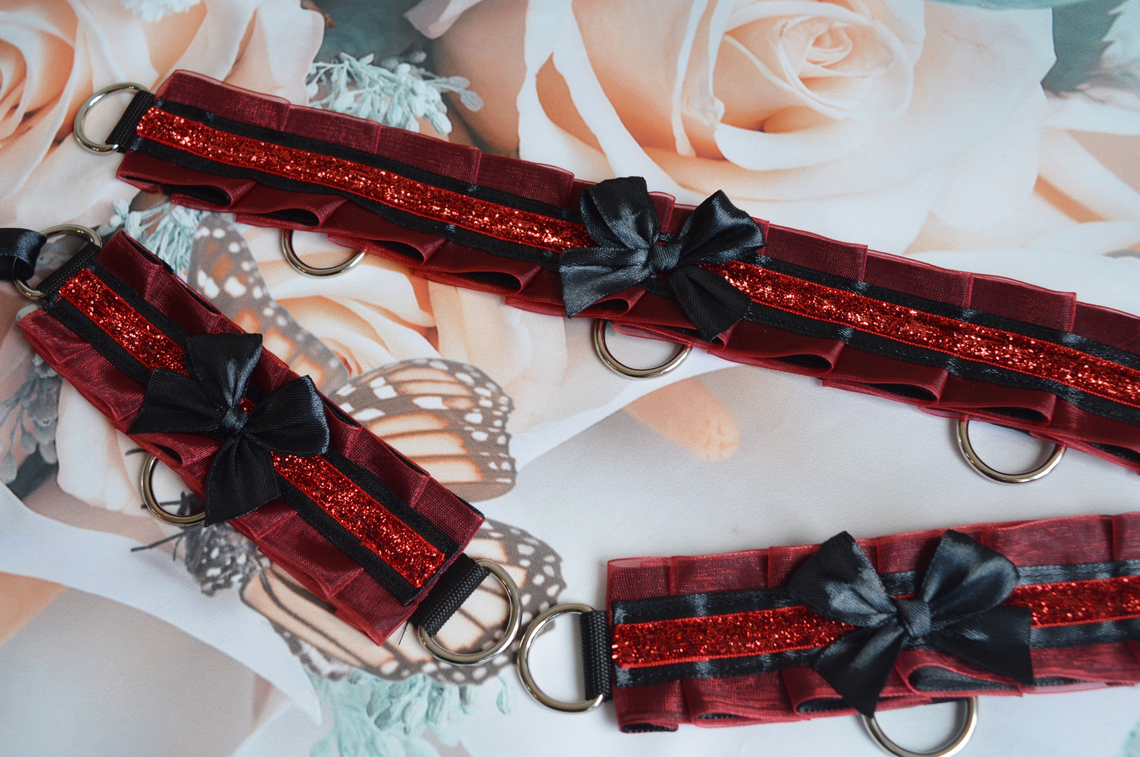 Made to Order - Kitten play collar and cuffs - Dark Rose - cute neko daddy kink bdsmproof choker set - Image 8