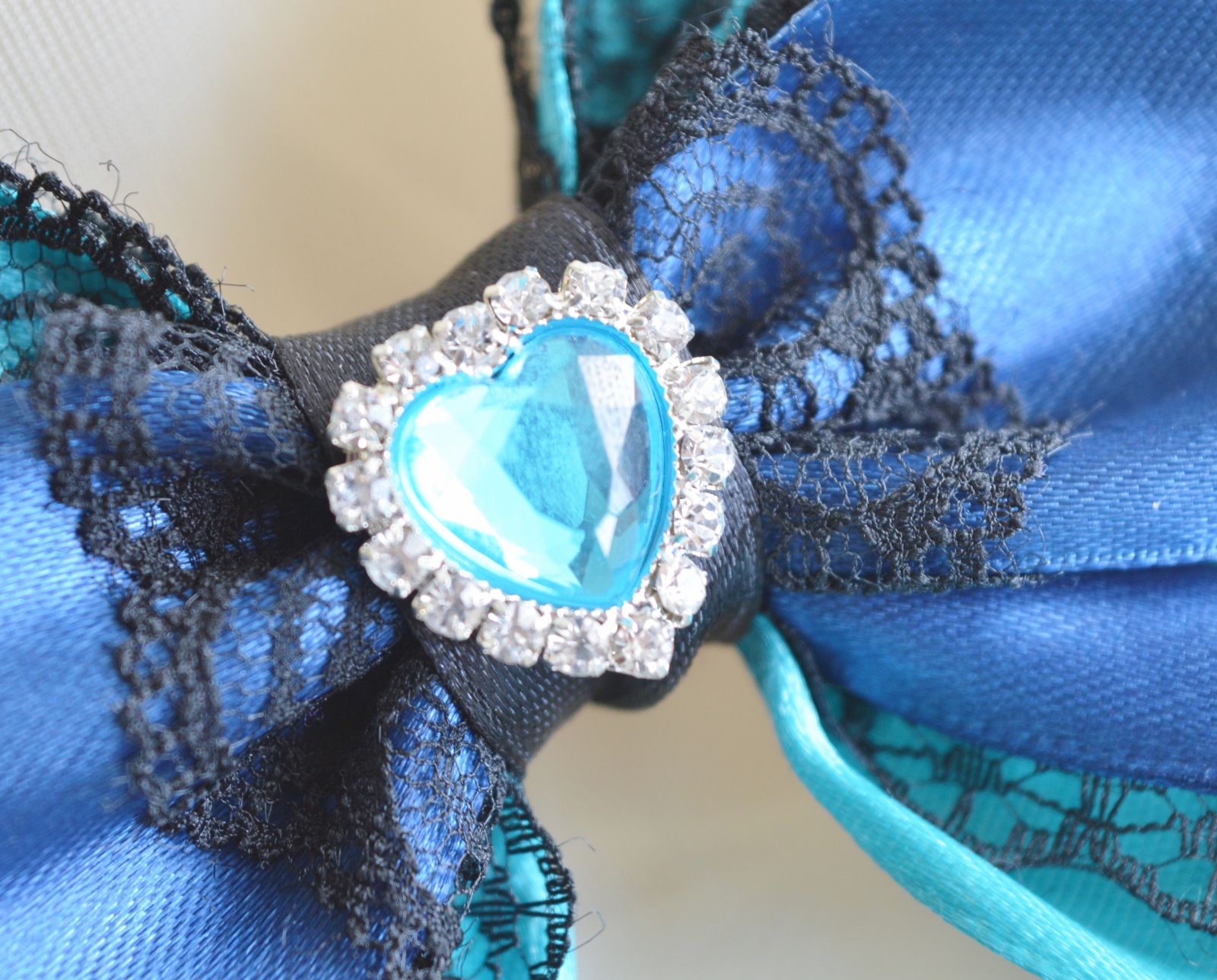 MtO - Lolita hair bow - cute turquoise blue black steampunk dark goth pastelgoth princess hairbow - Image 5