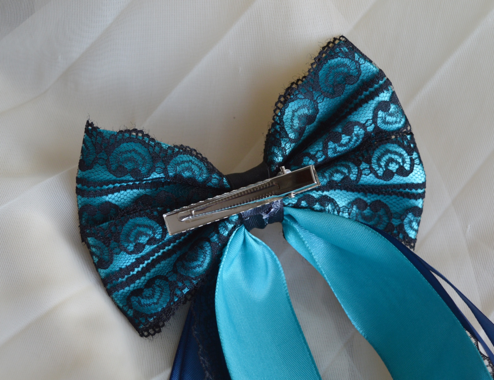 MtO - Lolita hair bow - cute turquoise blue black steampunk dark goth pastelgoth princess hairbow - Image 6