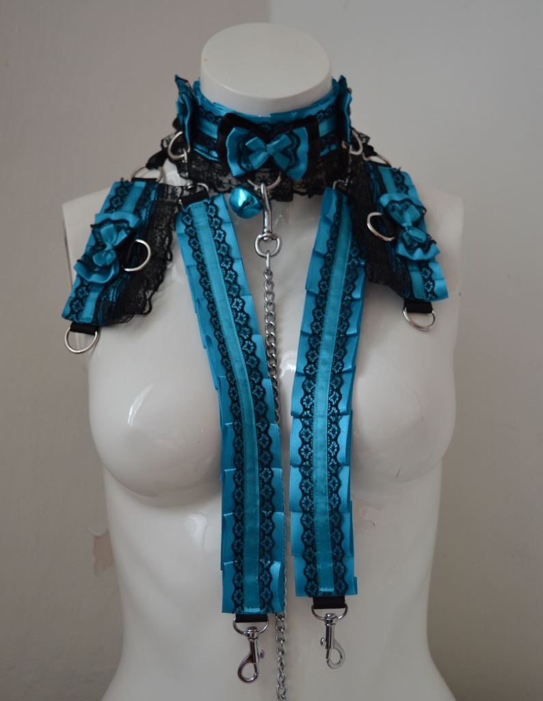 Made to Order - Kitten play collar leash & cuffs set - Dark changeling - bdsm proof gear kink petplay - Image 4