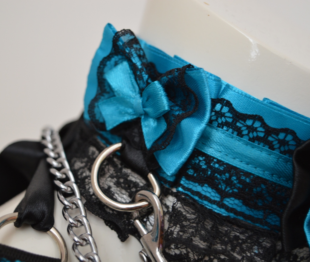 Made to Order - Kitten play collar leash & cuffs set - Dark changeling - bdsm proof gear kink petplay - Image 7