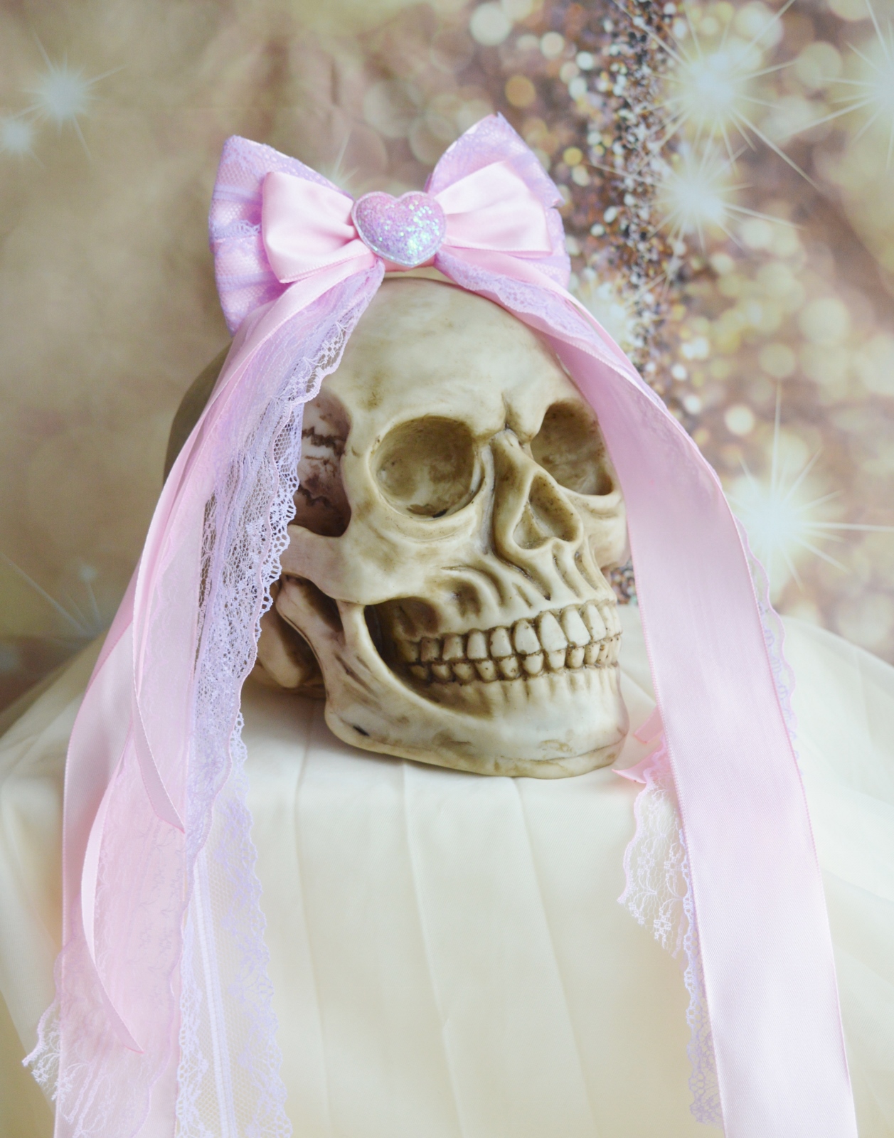 Made to Order - Hair bow - pastel pink w/ Heart - fairy kei hairbow decora lolita street fashion - Image 2