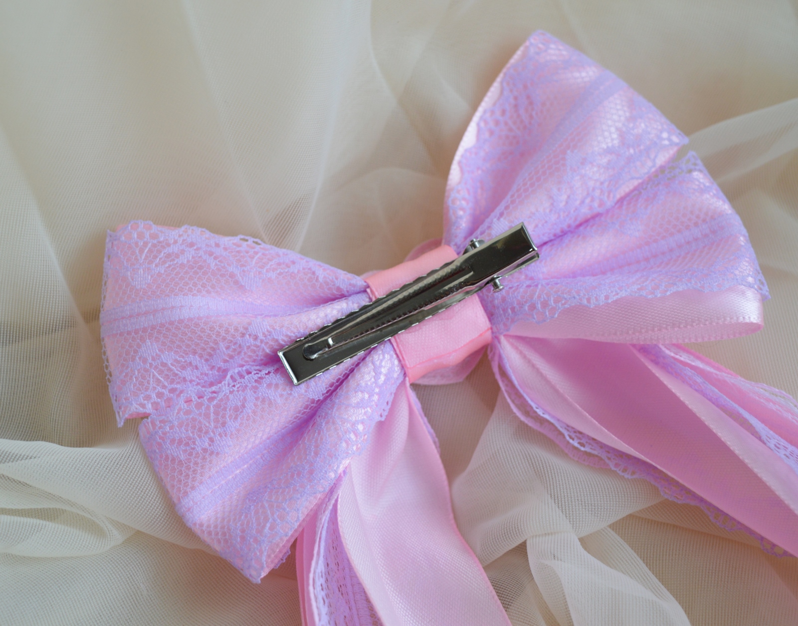 Made to Order - Hair bow - pastel pink w/ Heart - fairy kei hairbow decora lolita street fashion - Image 5