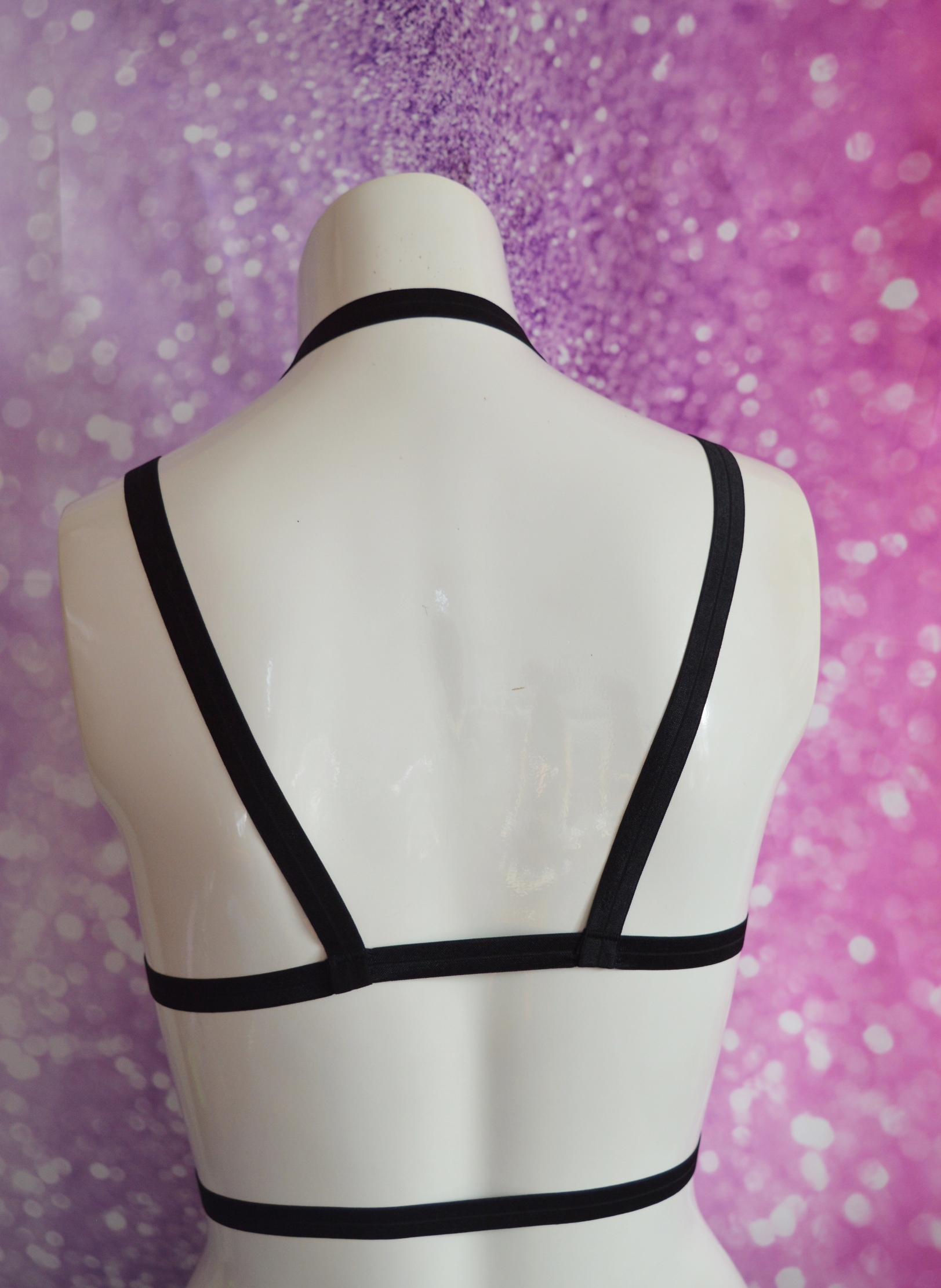 Made to Order - body harness bra - Daetherys - Black elastic bra harness - handmade by Nekollars - Image 8