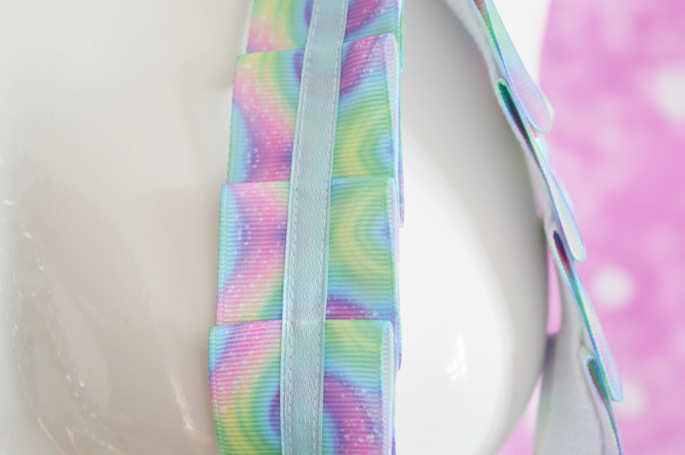 Made to Order - Kitten play collar and leash set - Chained Rainbow - Blue and Green choker necklace - Image 4
