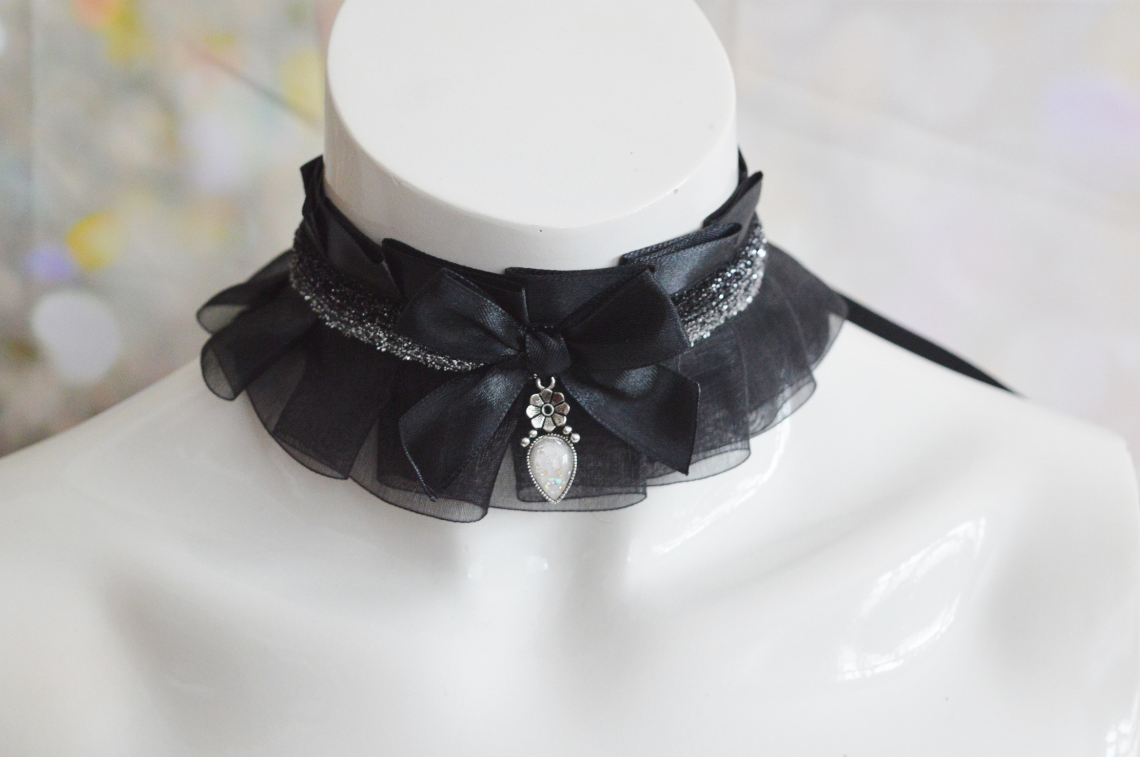 Made to Order - Gothic collar - Gothic Countess - black and red dark victorian goth choker - dark wiccan witch vampire costume by Nekollars - Image 2