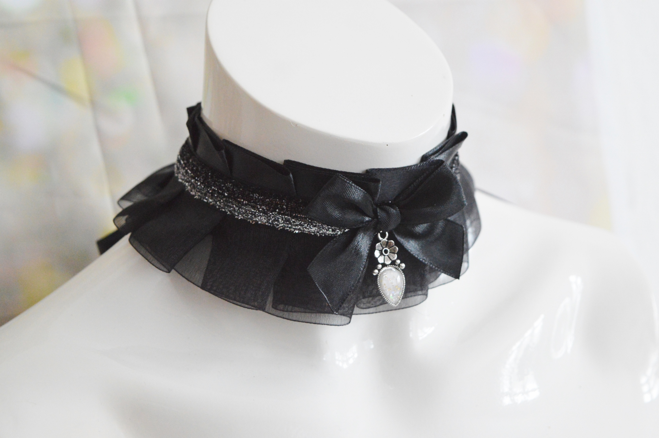 Made to Order - Gothic collar - Gothic Countess - black and red dark victorian goth choker - dark wiccan witch vampire costume by Nekollars - Image 3