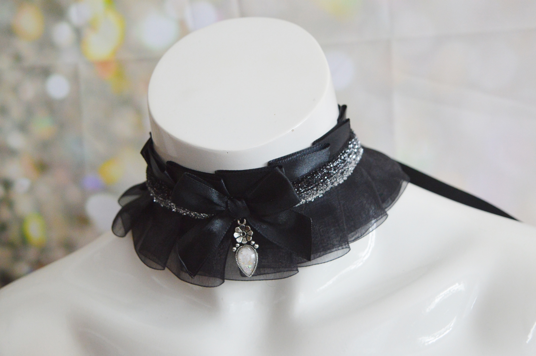 Made to Order - Gothic collar - Gothic Countess - black and red dark victorian goth choker - dark wiccan witch vampire costume by Nekollars - Image 4