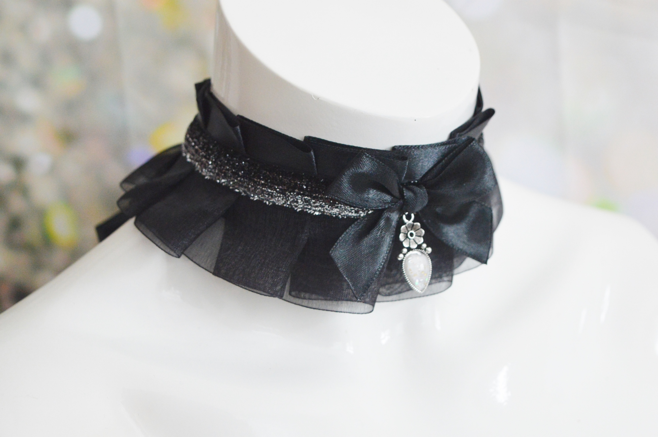 Made to Order - Gothic collar - Gothic Countess - black and red dark victorian goth choker - dark wiccan witch vampire costume by Nekollars - Image 5
