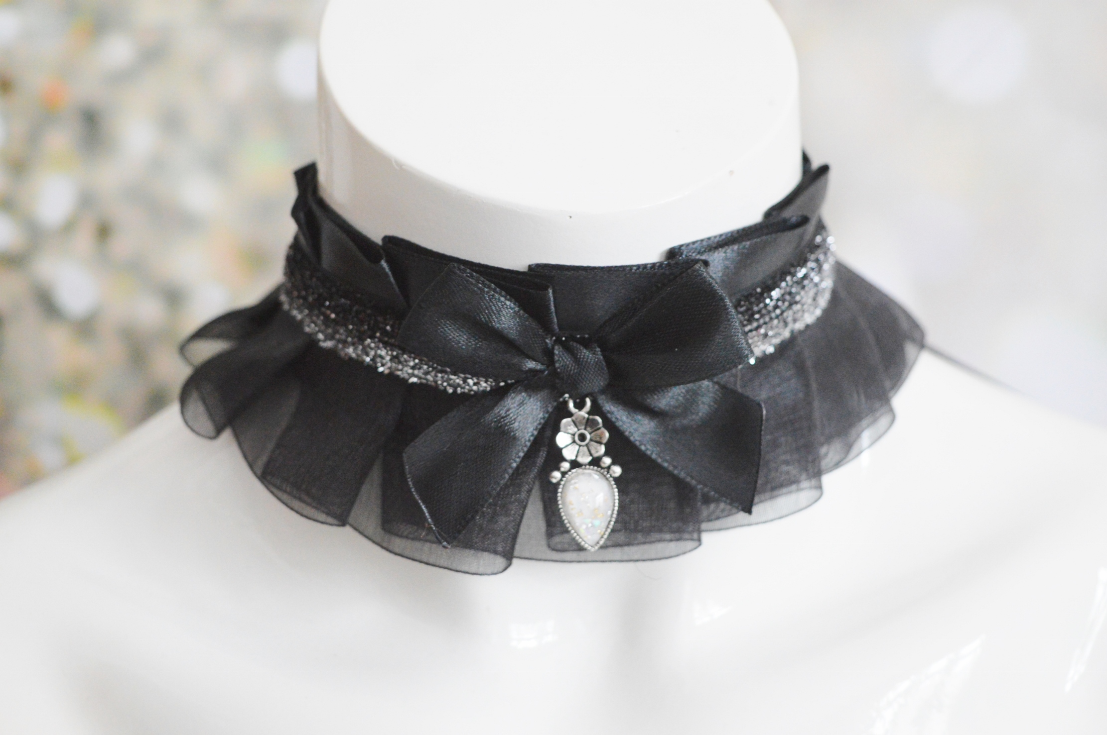 Made to Order - Gothic collar - Gothic Countess - black and red dark victorian goth choker - dark wiccan witch vampire costume by Nekollars - Image 6