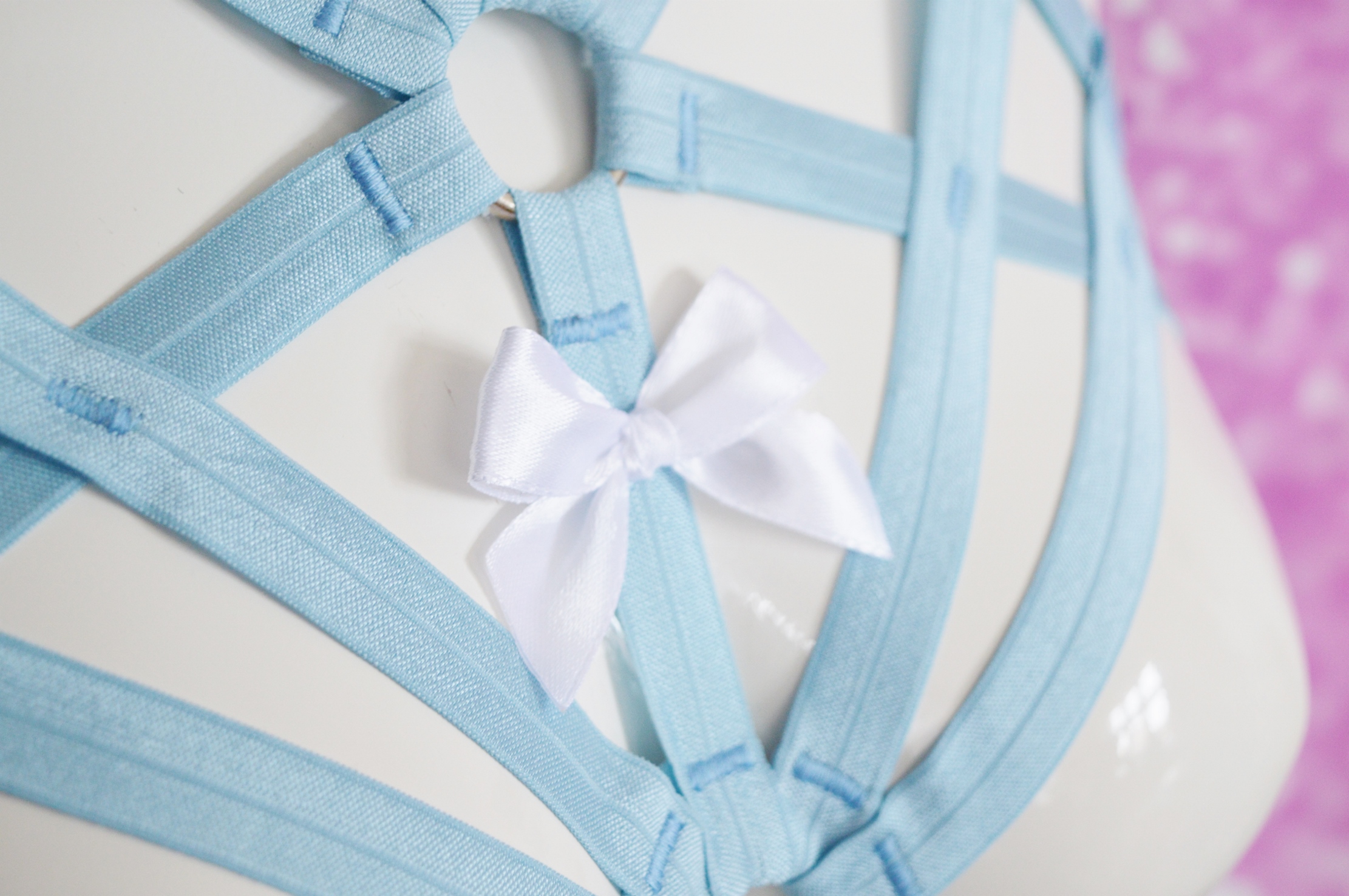 Made to Order - body harness bra - Rayne - Blue elastic bra harness - kittenplay lingerie by Nekollars - Image 5