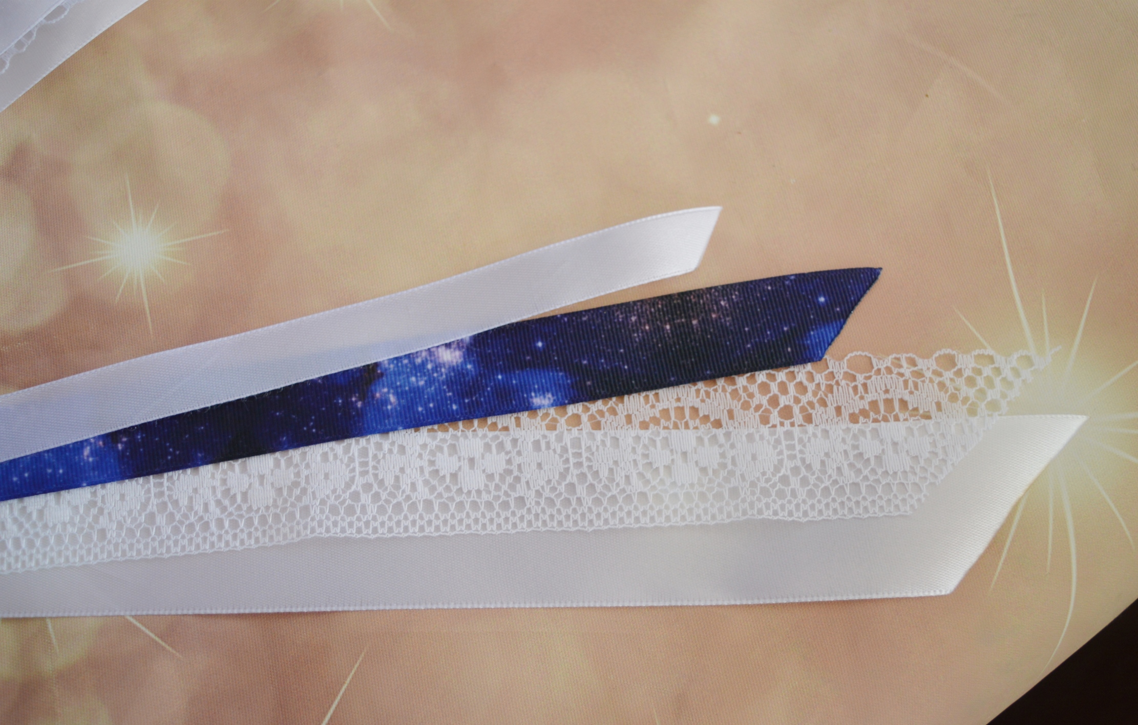 Made to Order - Hair bow - Blue galaxy printed with Star - Blue and white lolita kawaii hairbow - Image 7
