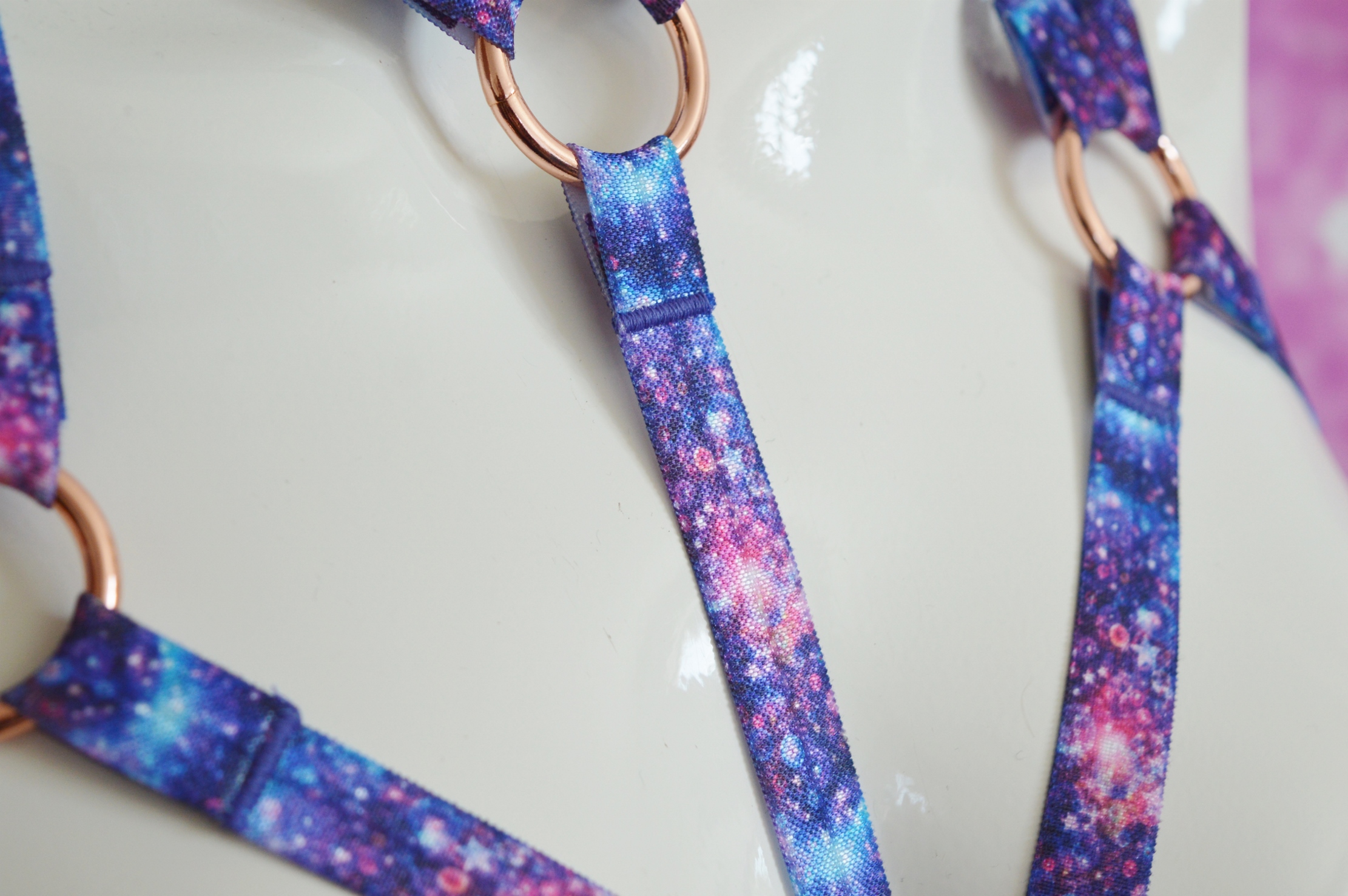 Made to Order - body harness bra - Lucille - Galaxy elastic bra harness - handmade wear by Nekollars - Image 9