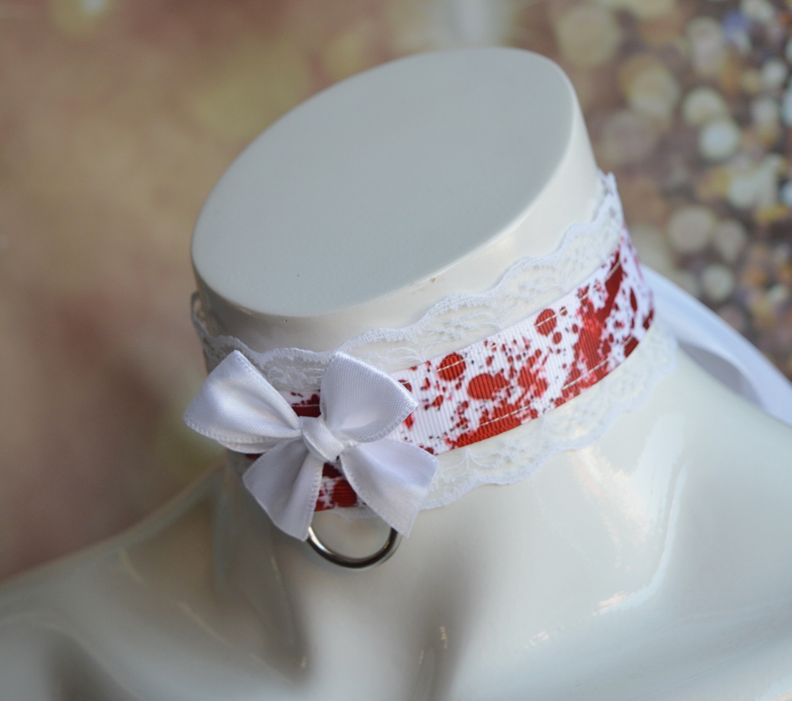 Made to Order - Gothic Collar - Dextris - blood splatter Chocker by Nekollars - Image 3