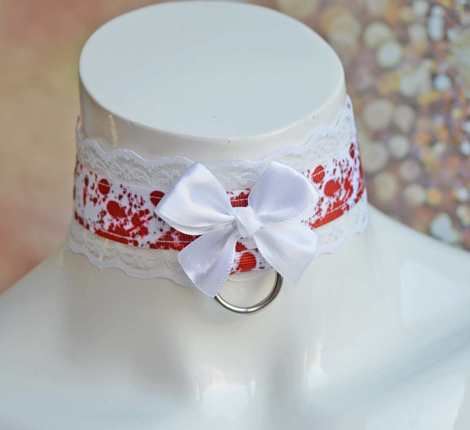 Made to Order - Gothic Collar - Dextris - blood splatter Chocker by Nekollars - Image 5