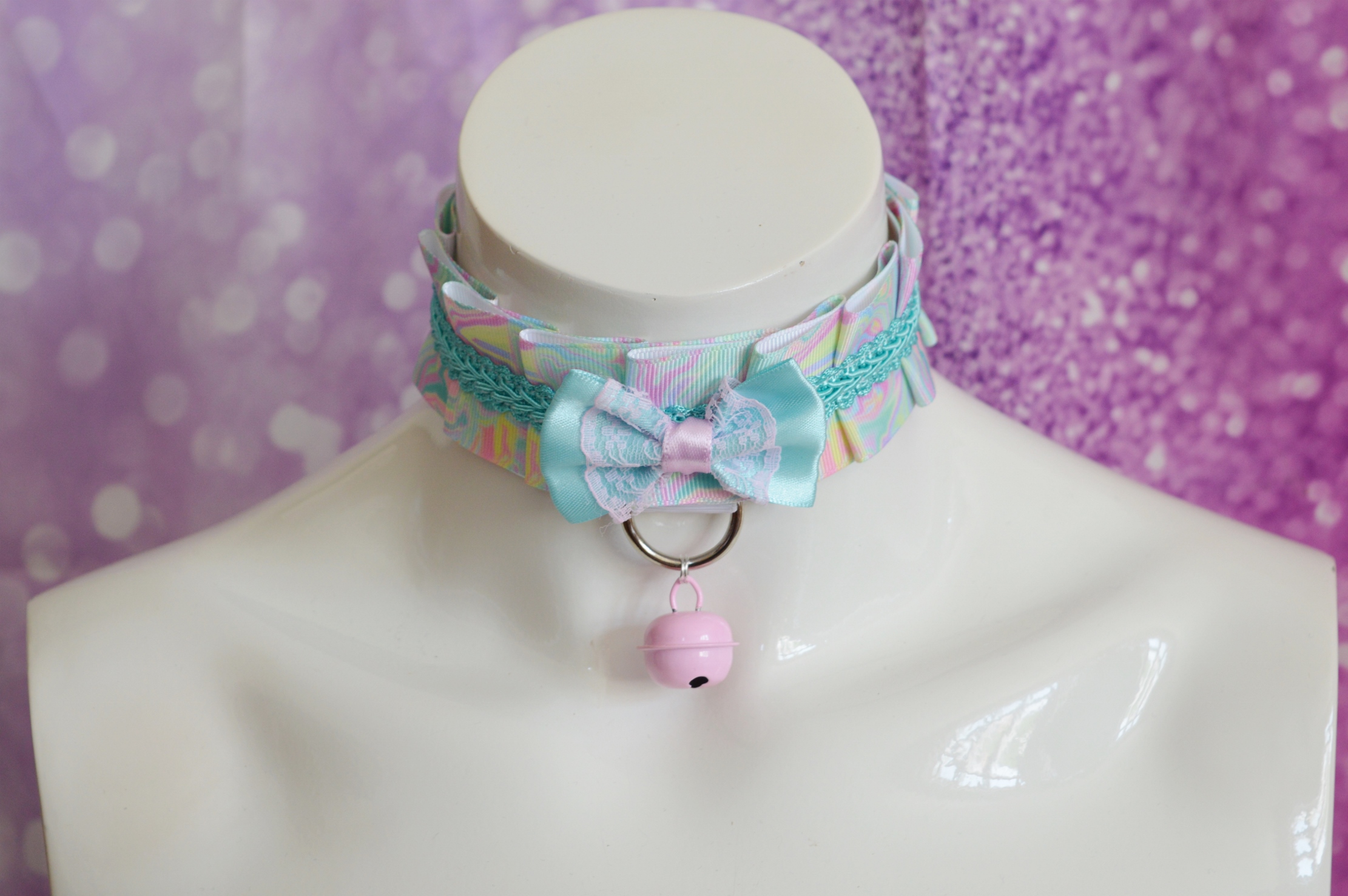 Made to Order - Kitten play collar - Rainbow Sky - pastel choker by Nekollars - Image 2