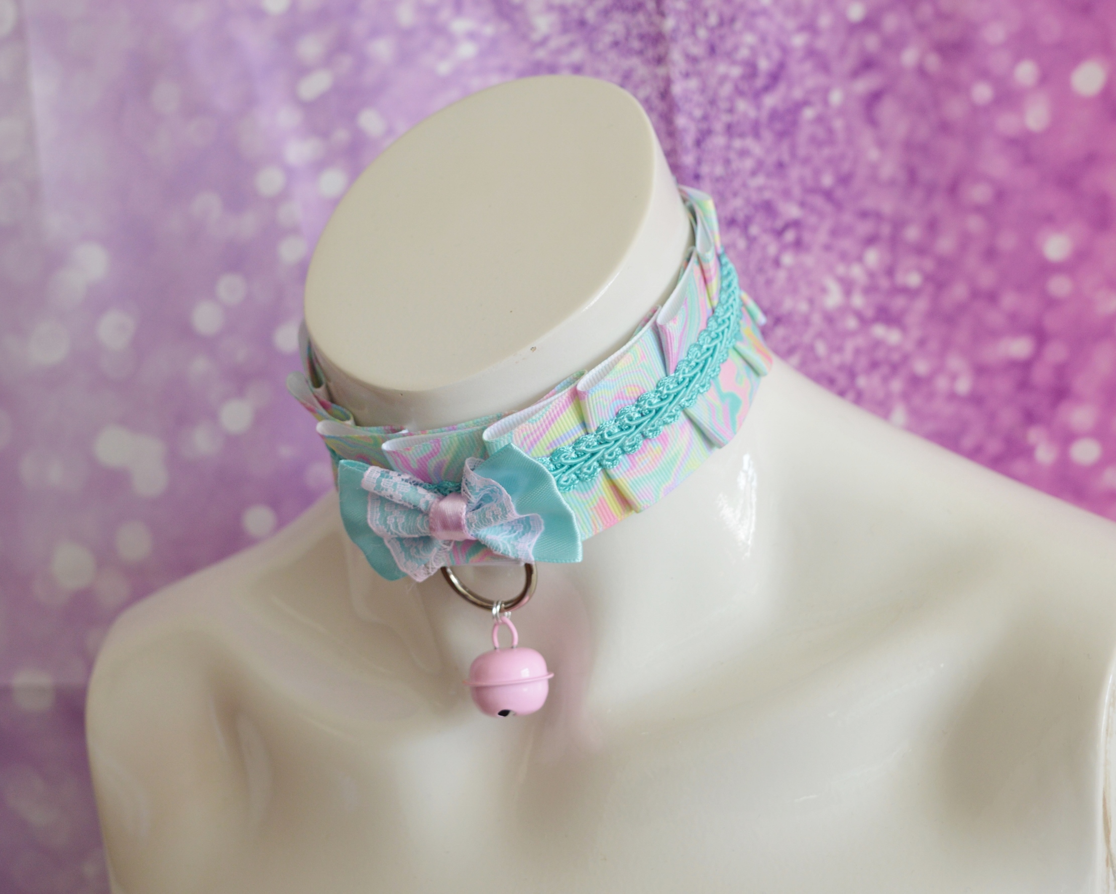 Made to Order - Kitten play collar - Rainbow Sky - pastel choker by Nekollars - Image 4