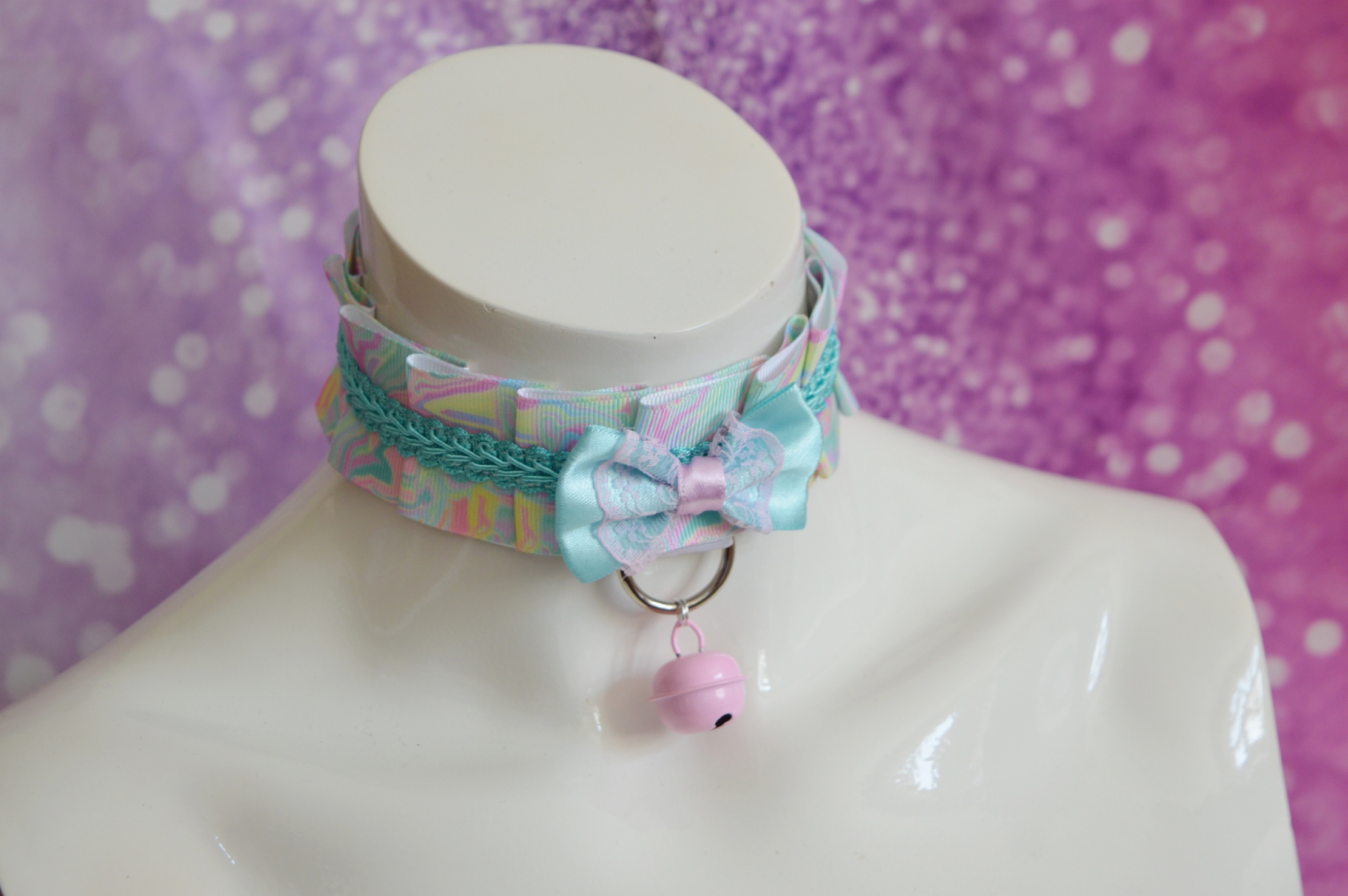 Made to Order - Kitten play collar - Rainbow Sky - pastel choker by Nekollars - Image 6