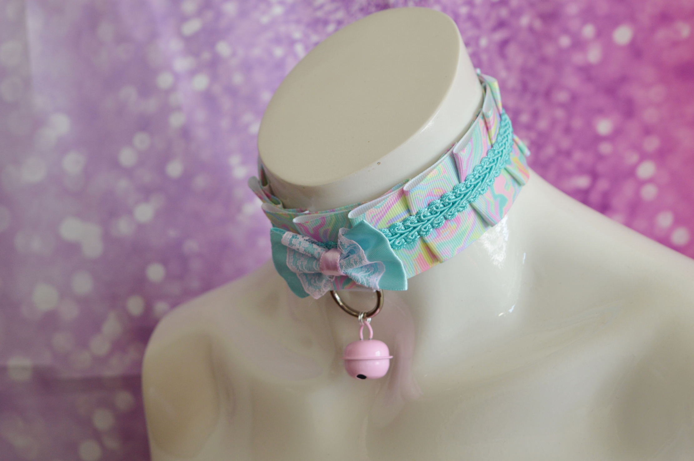 Made to Order - Kitten play collar - Rainbow Sky - pastel choker by Nekollars - Image 8