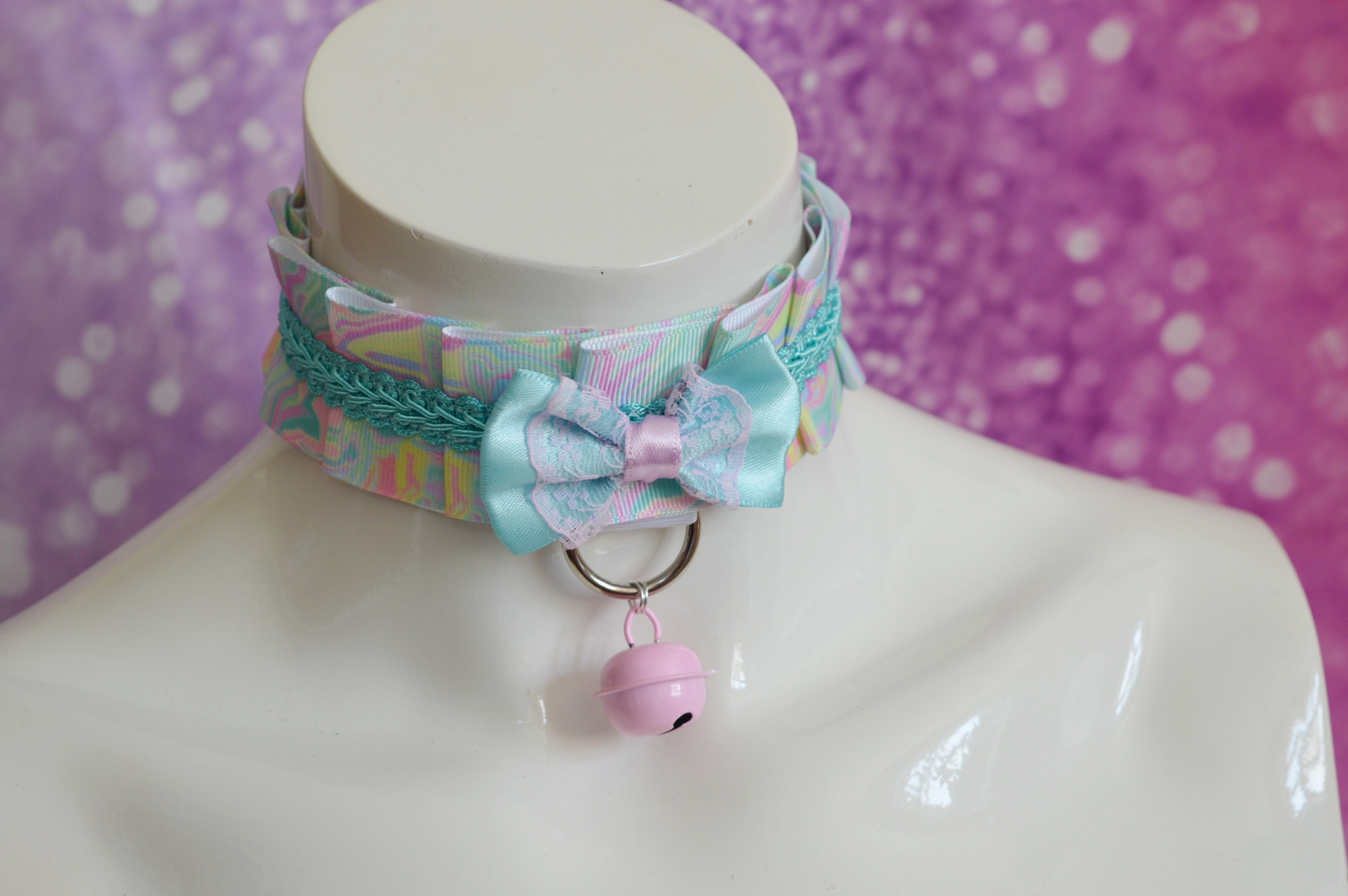 Made to Order - Kitten play collar - Rainbow Sky - pastel choker by Nekollars - Image 9