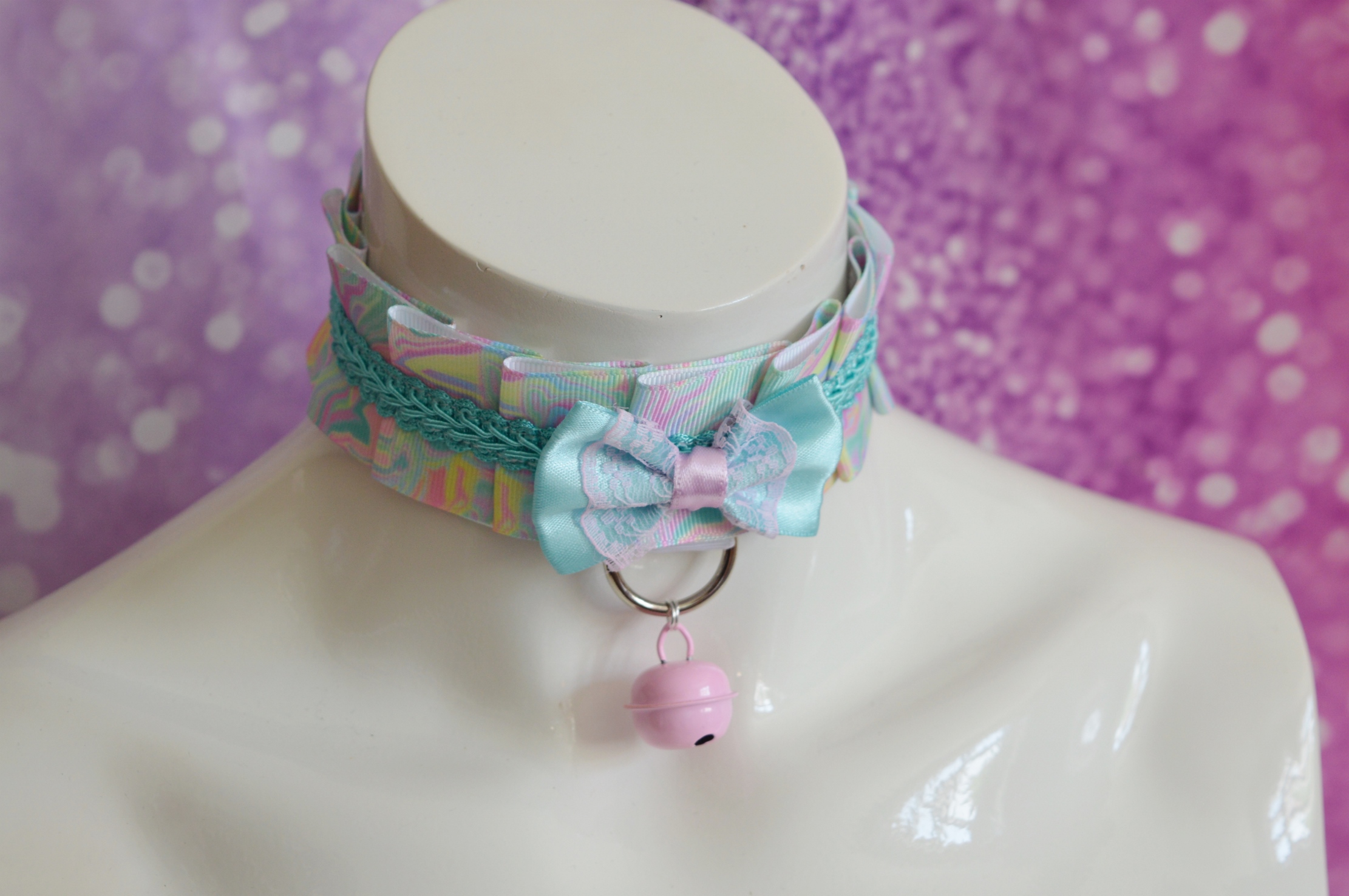 Made to Order - Kitten play collar - Rainbow Sky - pastel choker by Nekollars - Image 11