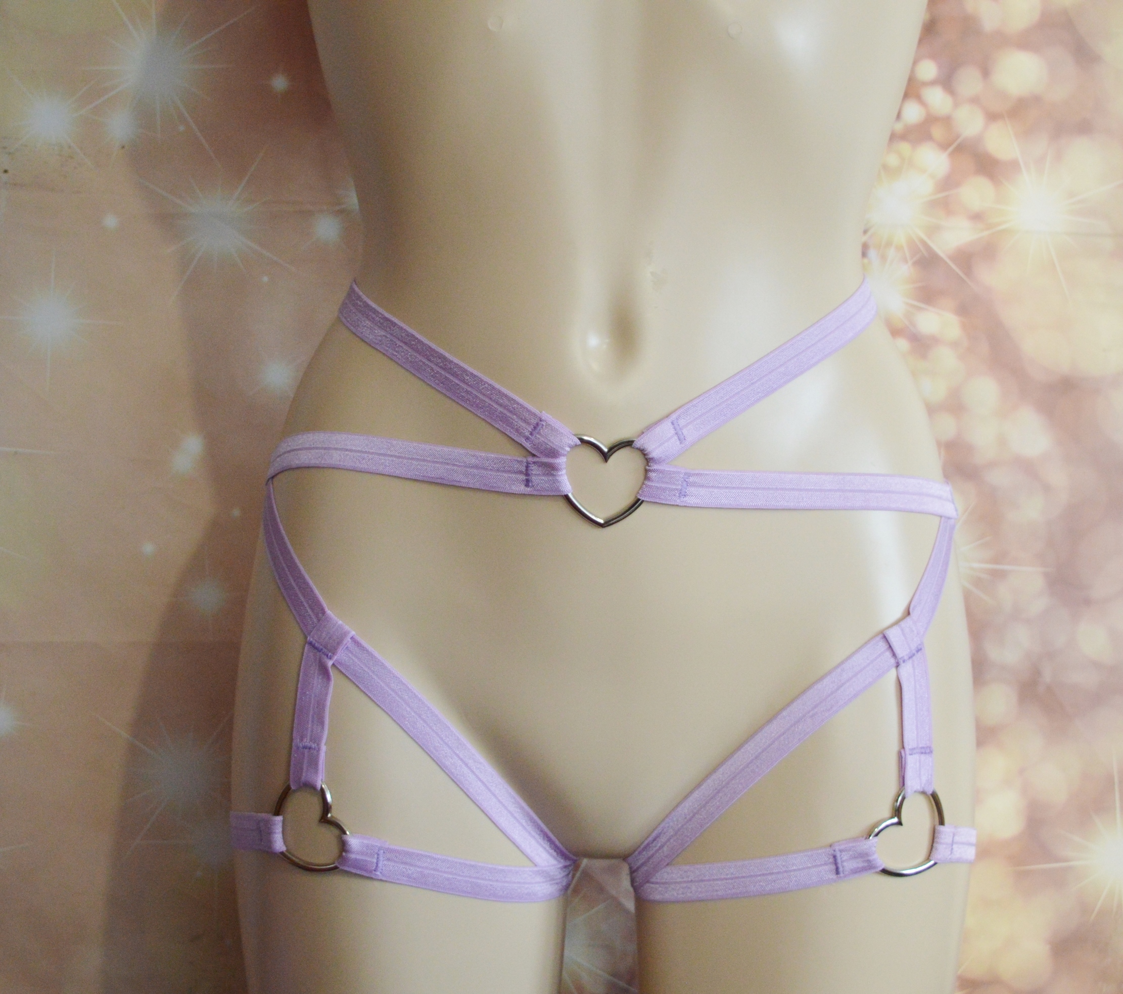 Made to Order - Body harness - Violet Lowena - elastic leg thight garter harness - DDLG kawai lingerie - handmade fetish wear by Nekollars - Image 5