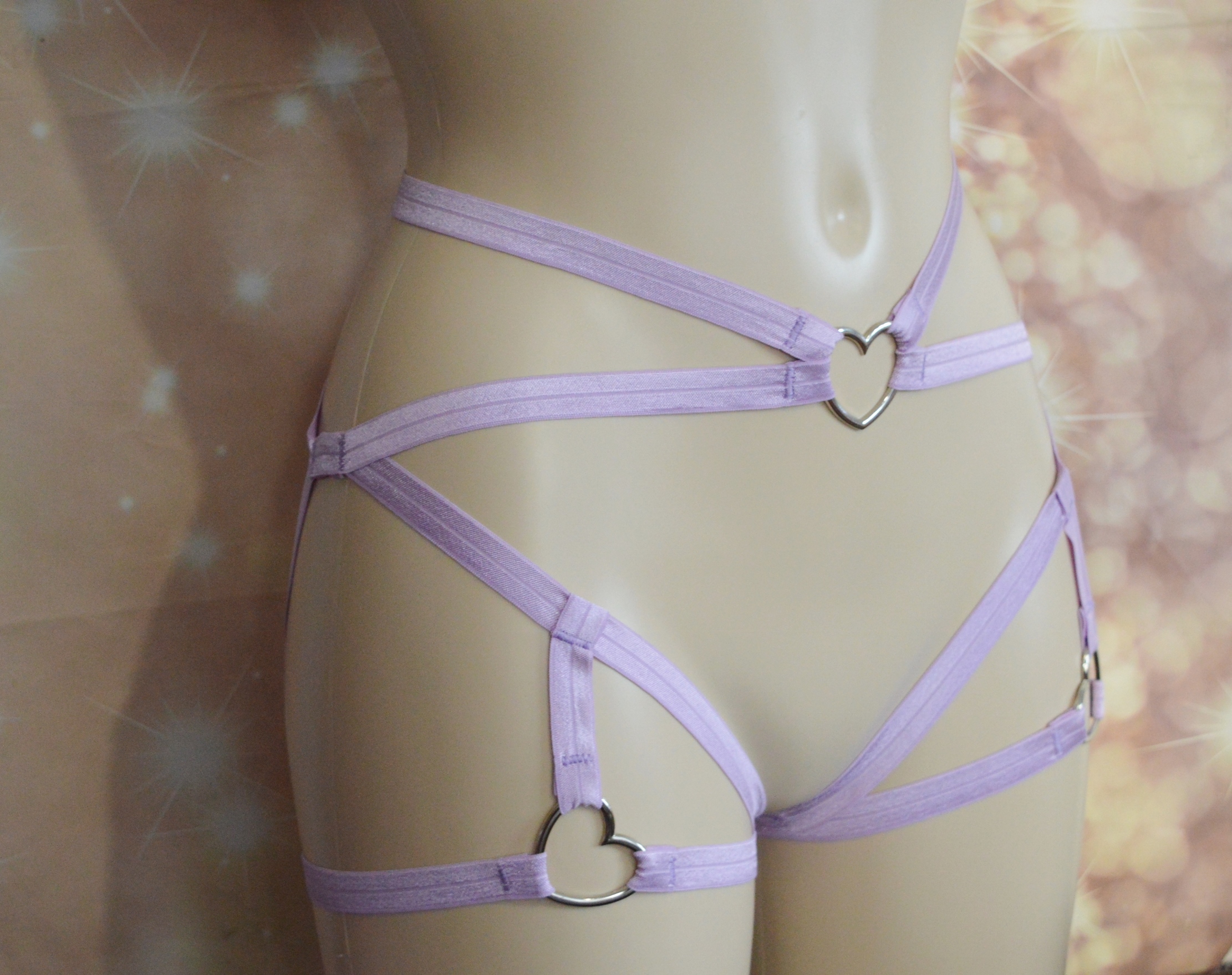 Made to Order - Body harness - Violet Lowena - elastic leg thight garter harness - DDLG kawai lingerie - handmade fetish wear by Nekollars - Image 9