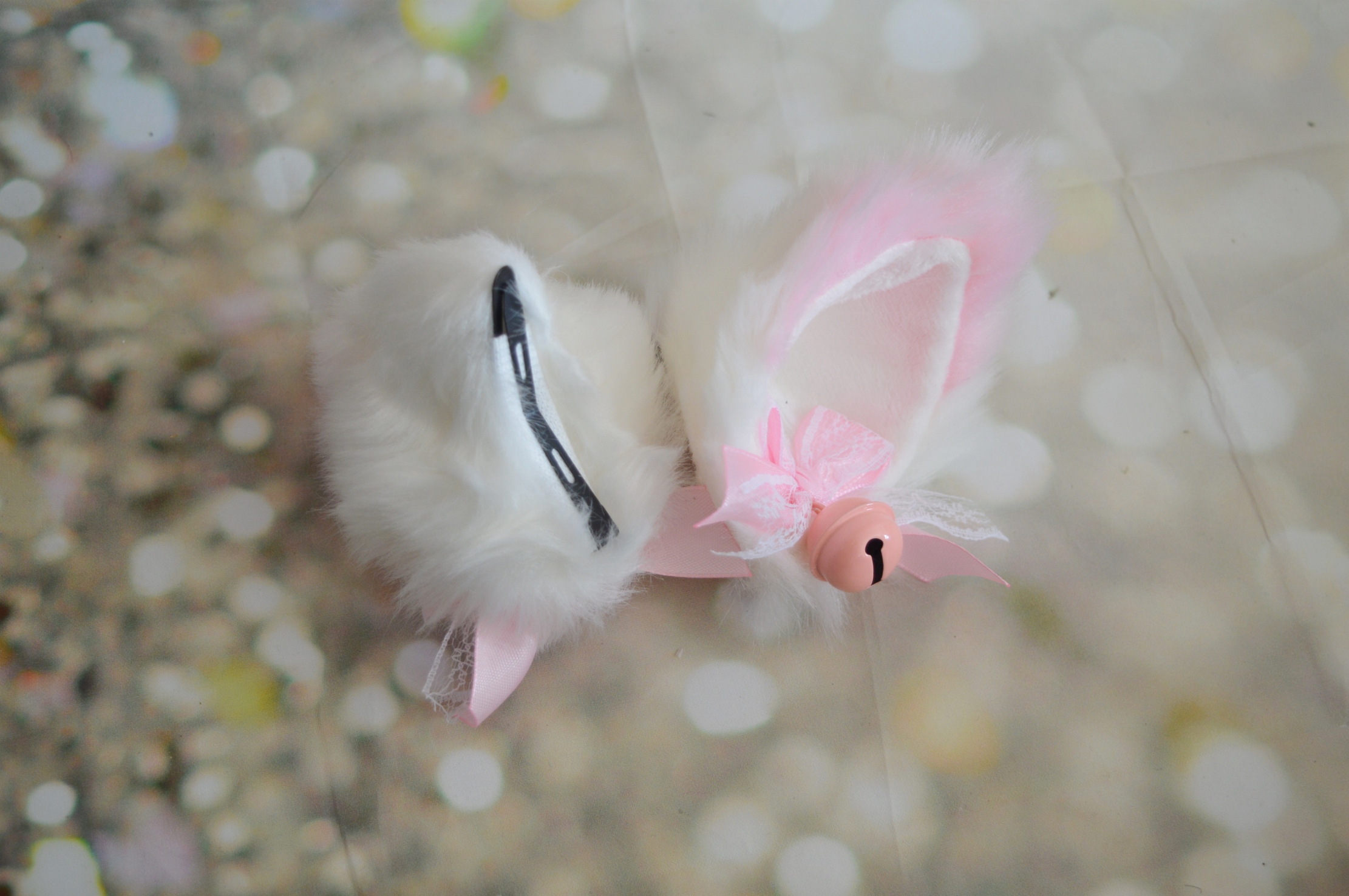 Premade - Kitten play clip on cat ears with bows and bells - Pink kitten play gear accessories - Image 7