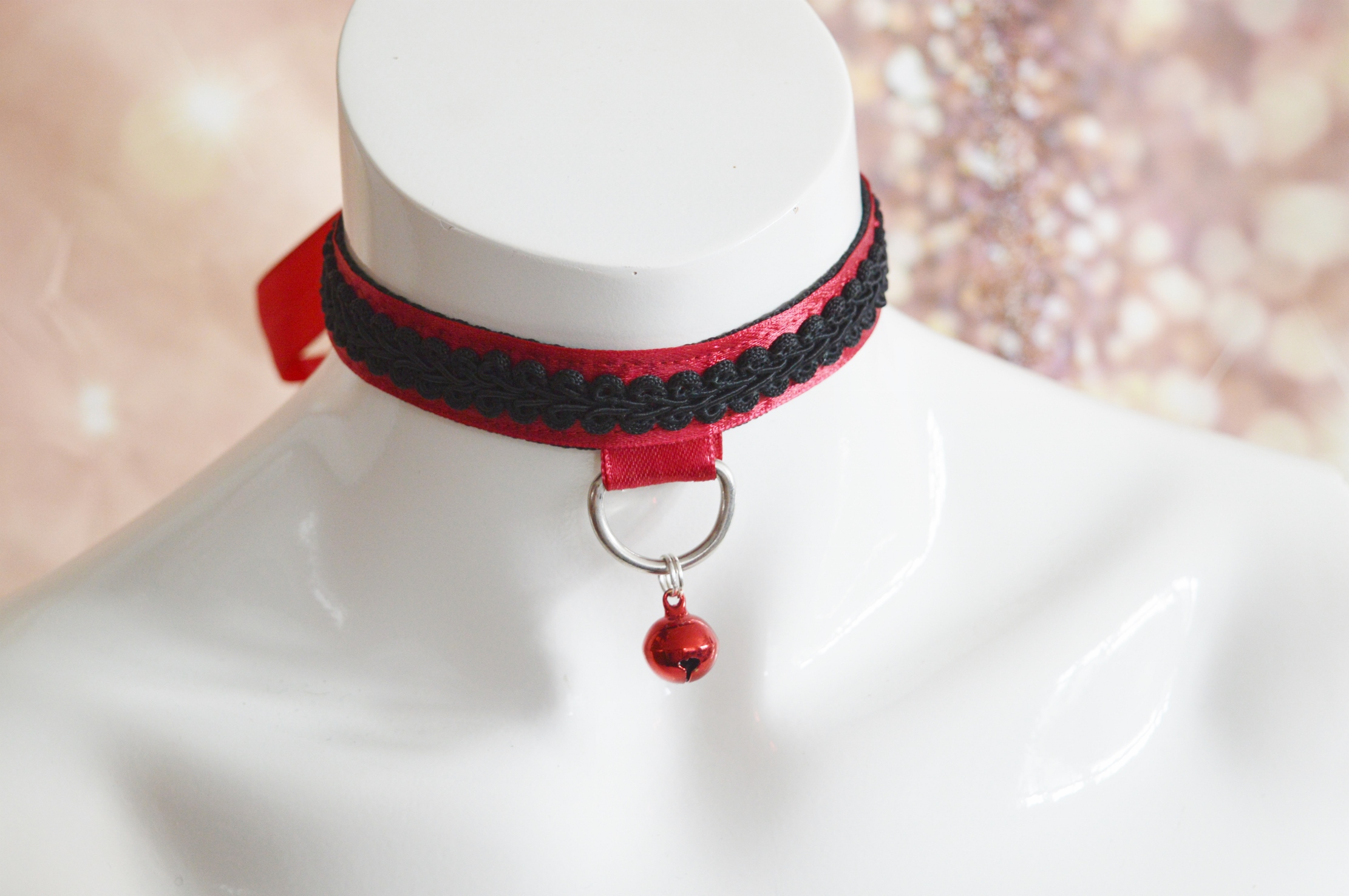 Premade Goth choker - Red Omen - Gothic goth lolita necklace collar - red black - lace victorian belle choker - by Nekollars - Image 2