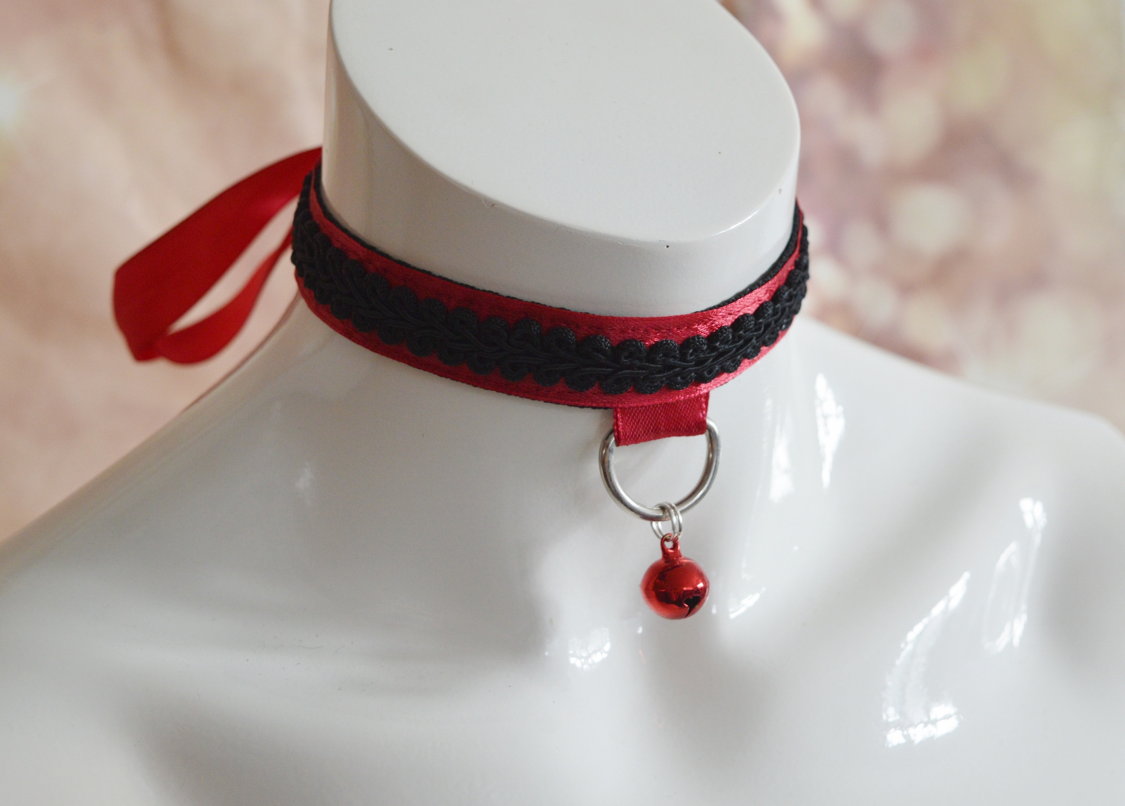Premade Goth choker - Red Omen - Gothic goth lolita necklace collar - red black - lace victorian belle choker - by Nekollars - Image 3