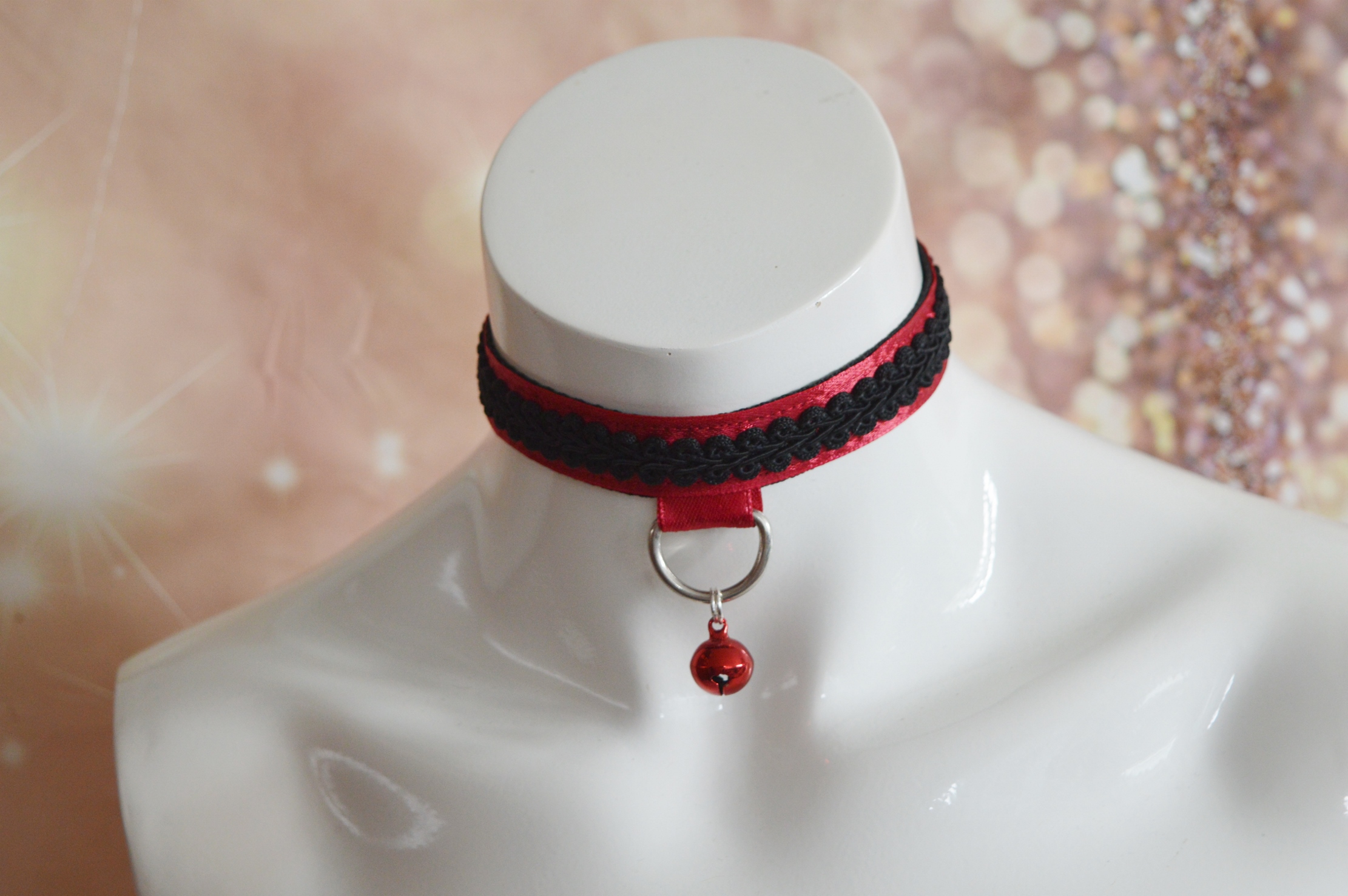 Premade Goth choker - Red Omen - Gothic goth lolita necklace collar - red black - lace victorian belle choker - by Nekollars - Image 5