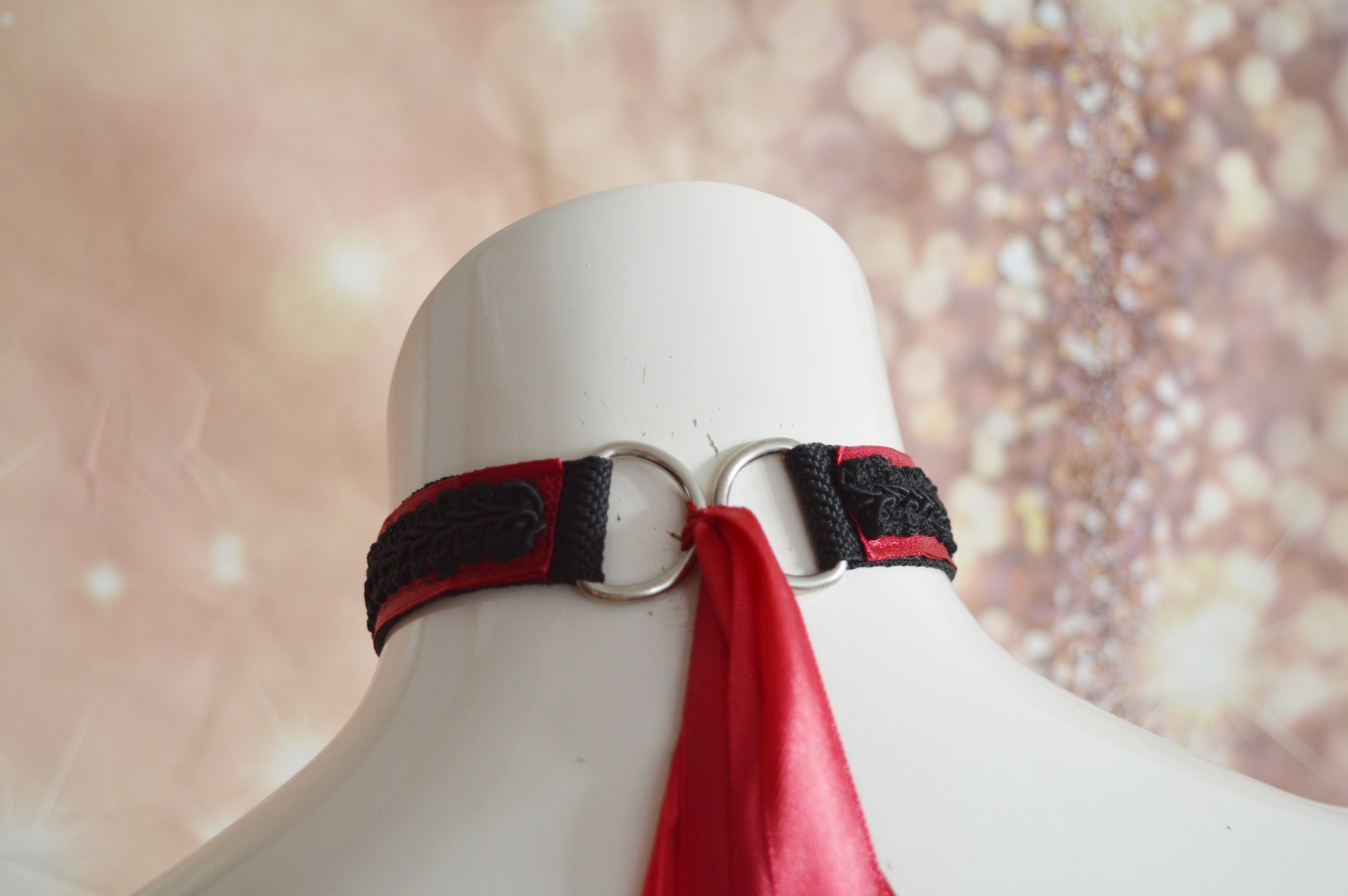 Premade Goth choker - Red Omen - Gothic goth lolita necklace collar - red black - lace victorian belle choker - by Nekollars - Image 8