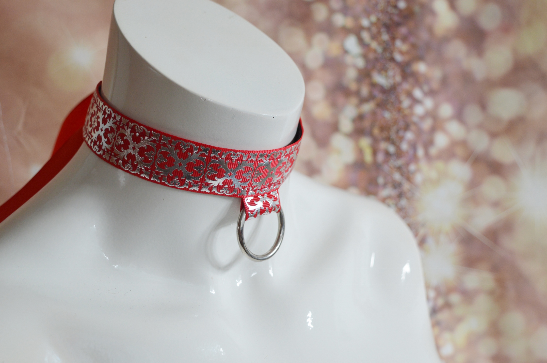 Premade Goth choker - Red Tapestry - Gothic goth lolita necklace collar - red black - lace victorian belle choker - by Nekollars - Image 4