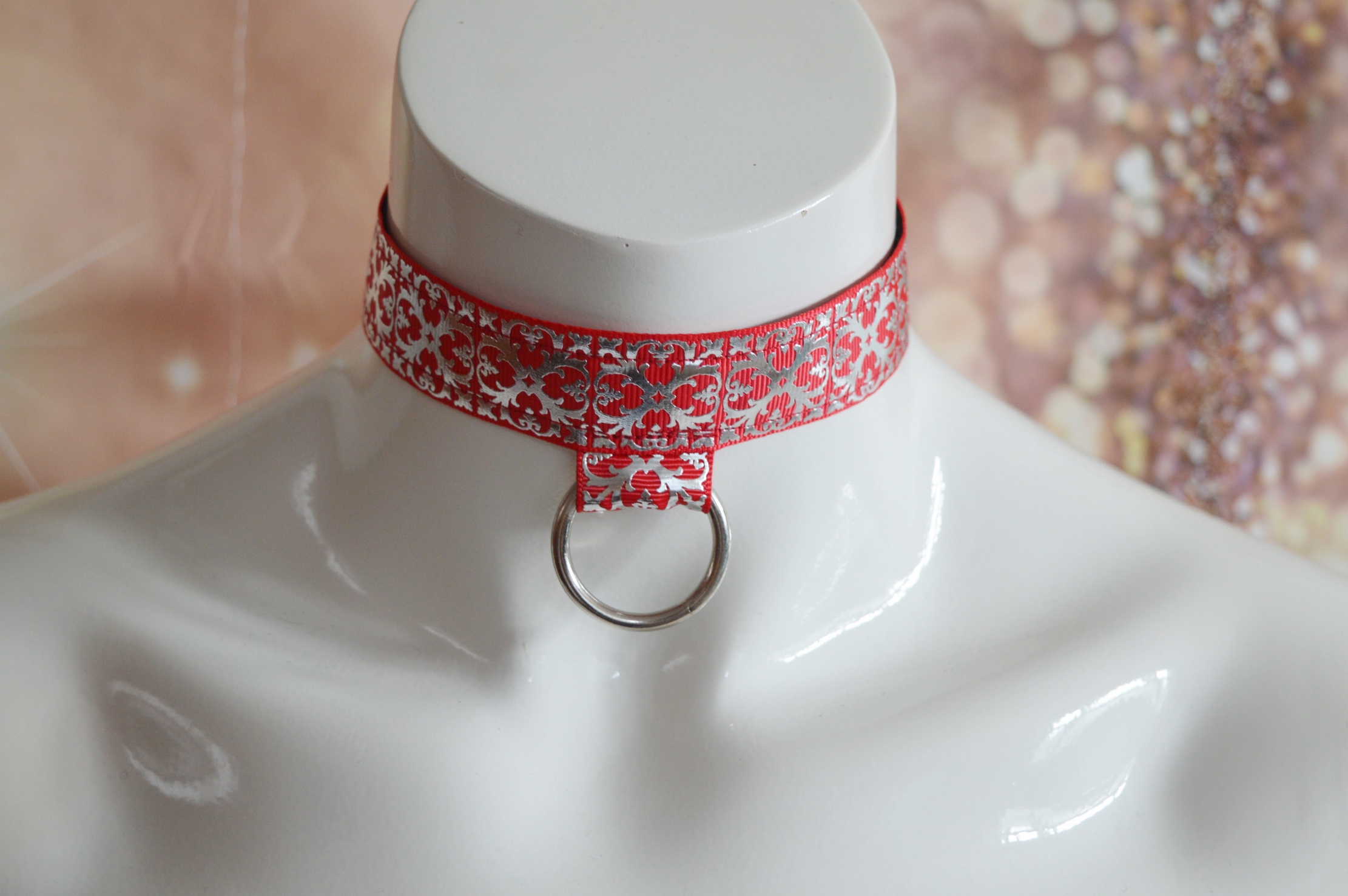 Premade Goth choker - Red Tapestry - Gothic goth lolita necklace collar - red black - lace victorian belle choker - by Nekollars - Image 5