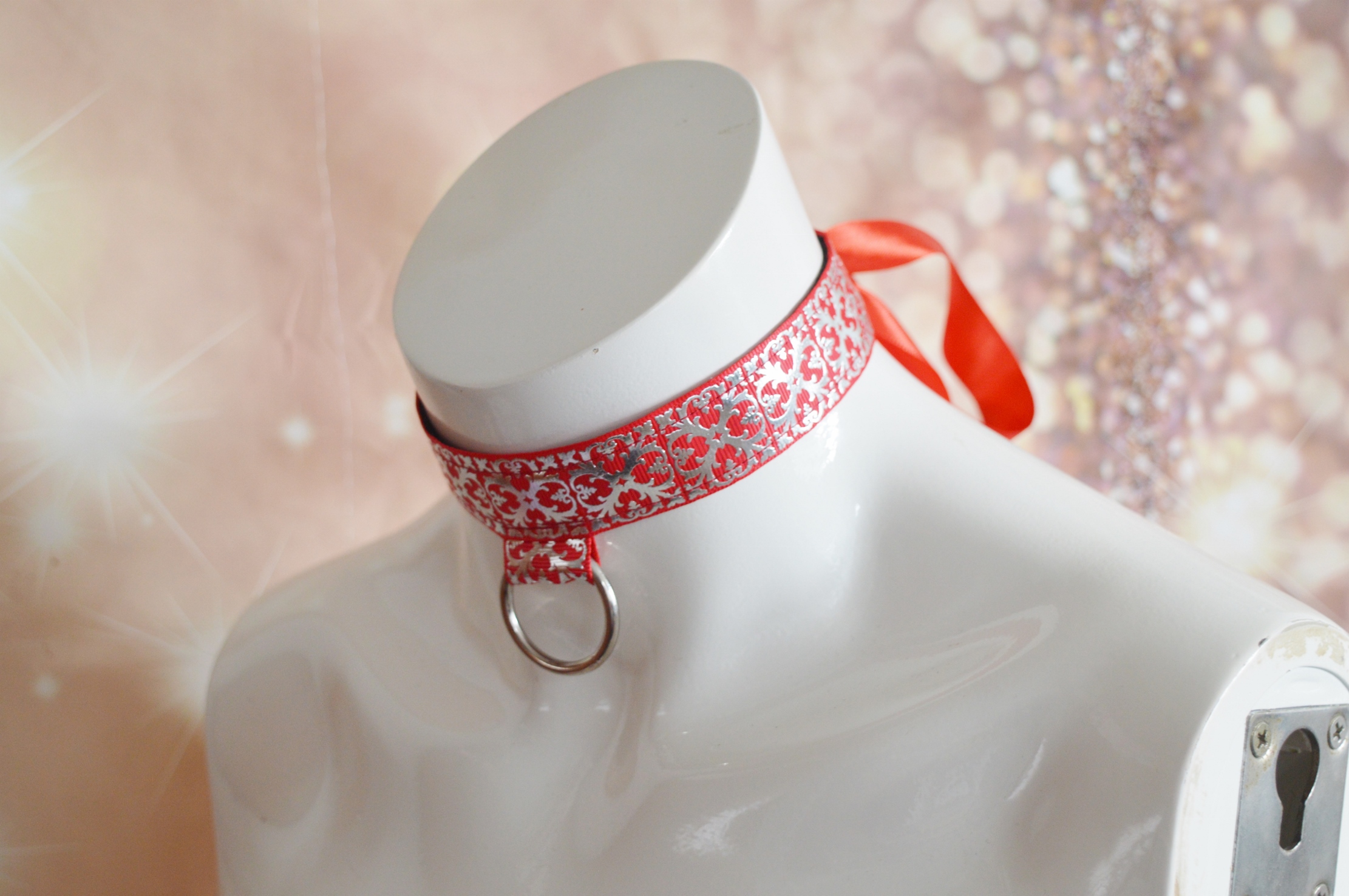 Premade Goth choker - Red Tapestry - Gothic goth lolita necklace collar - red black - lace victorian belle choker - by Nekollars - Image 6