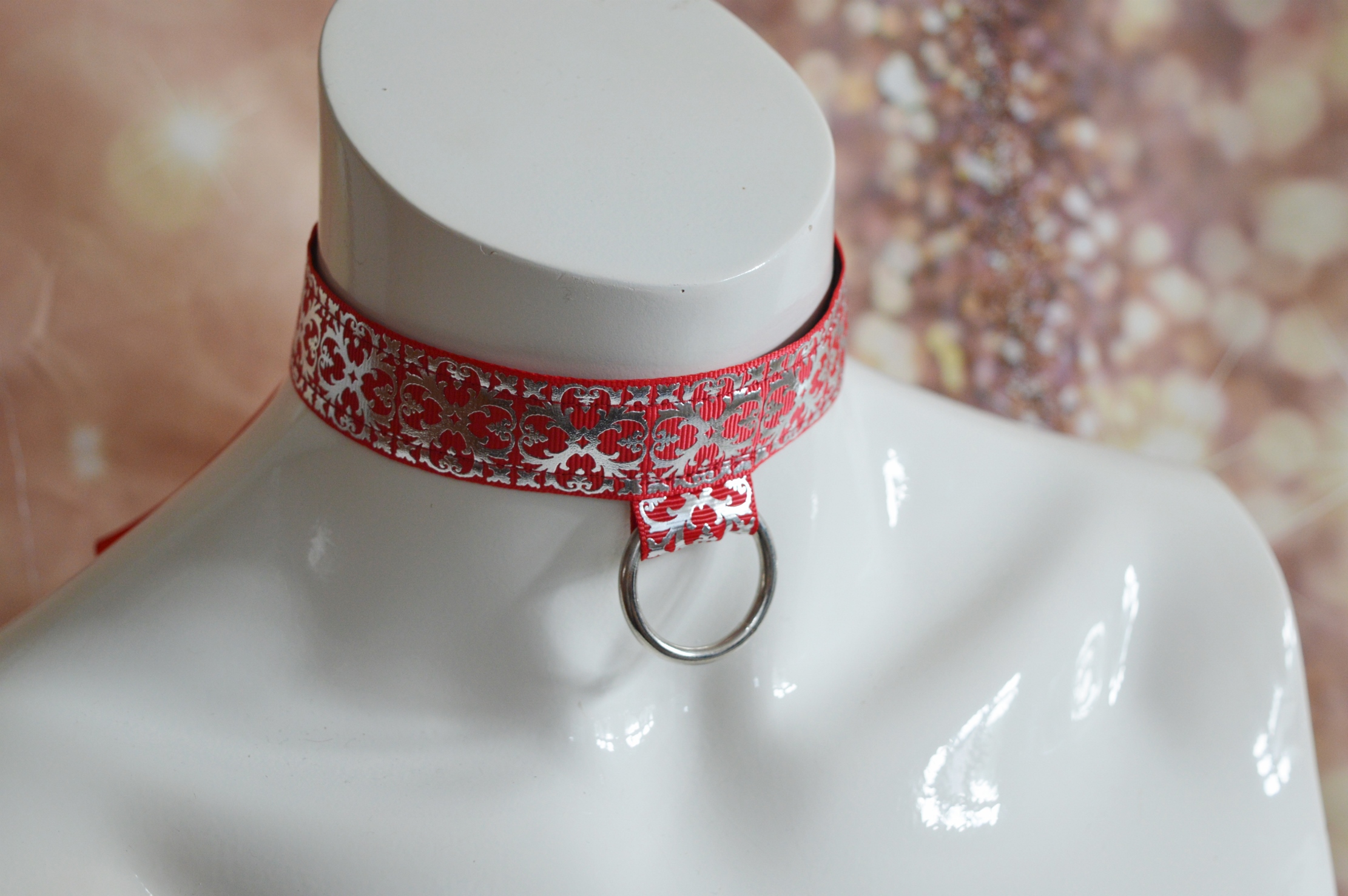 Premade Goth choker - Red Tapestry - Gothic goth lolita necklace collar - red black - lace victorian belle choker - by Nekollars - Image 8