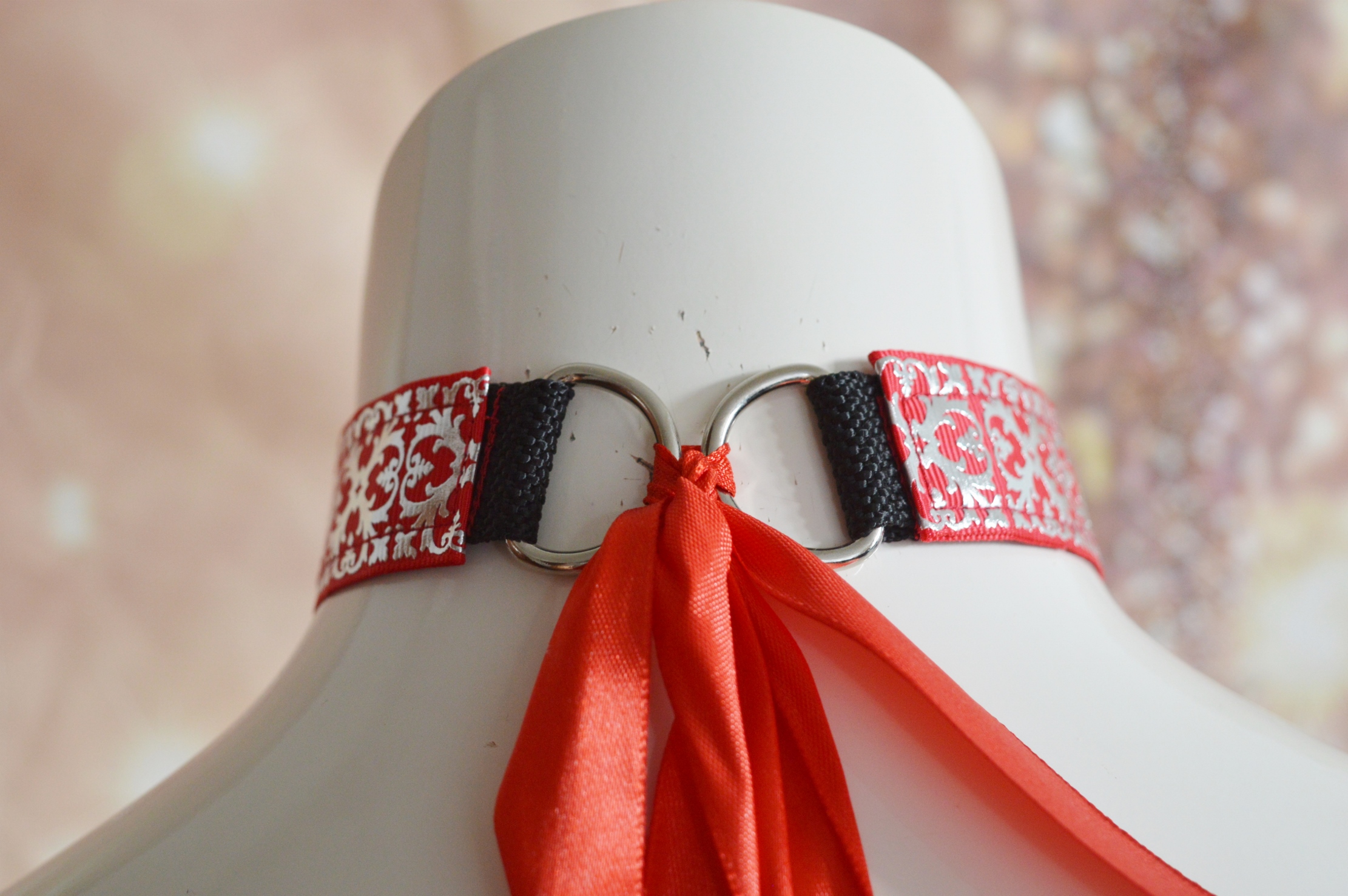 Premade Goth choker - Red Tapestry - Gothic goth lolita necklace collar - red black - lace victorian belle choker - by Nekollars - Image 9