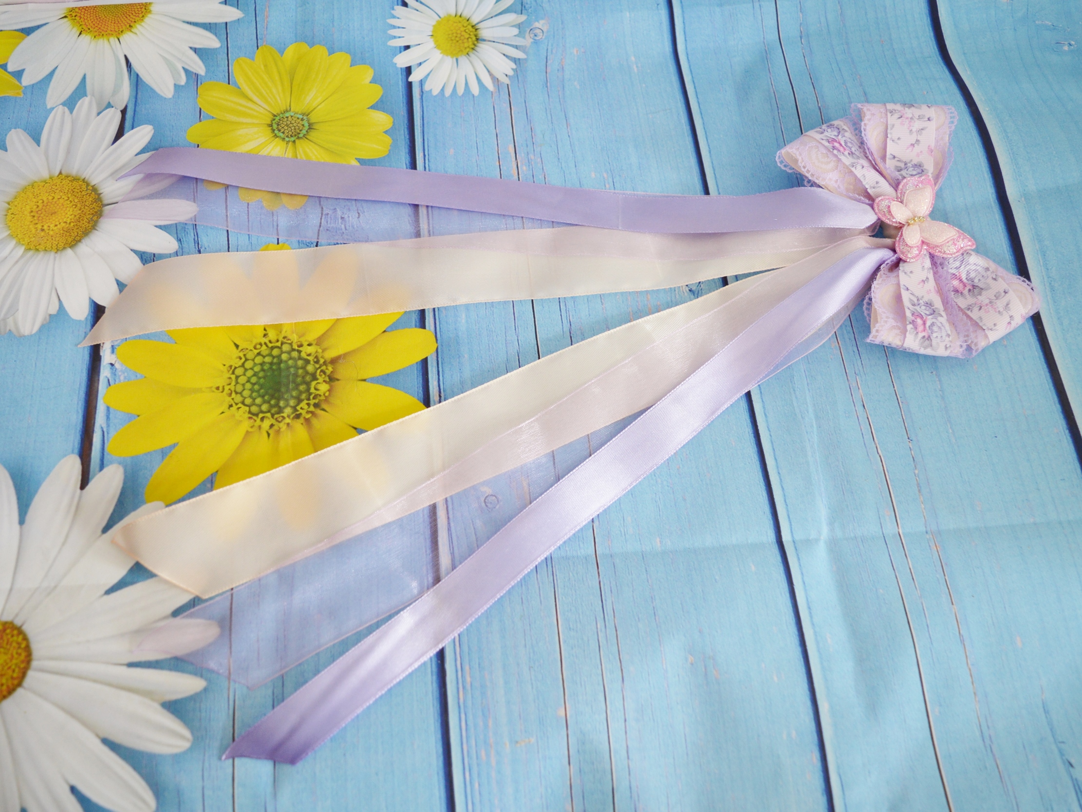 Made to Order - Hair bow w/ butterly - pastel pink violet - fairy kei decora lolita harajuku bow - Image 5