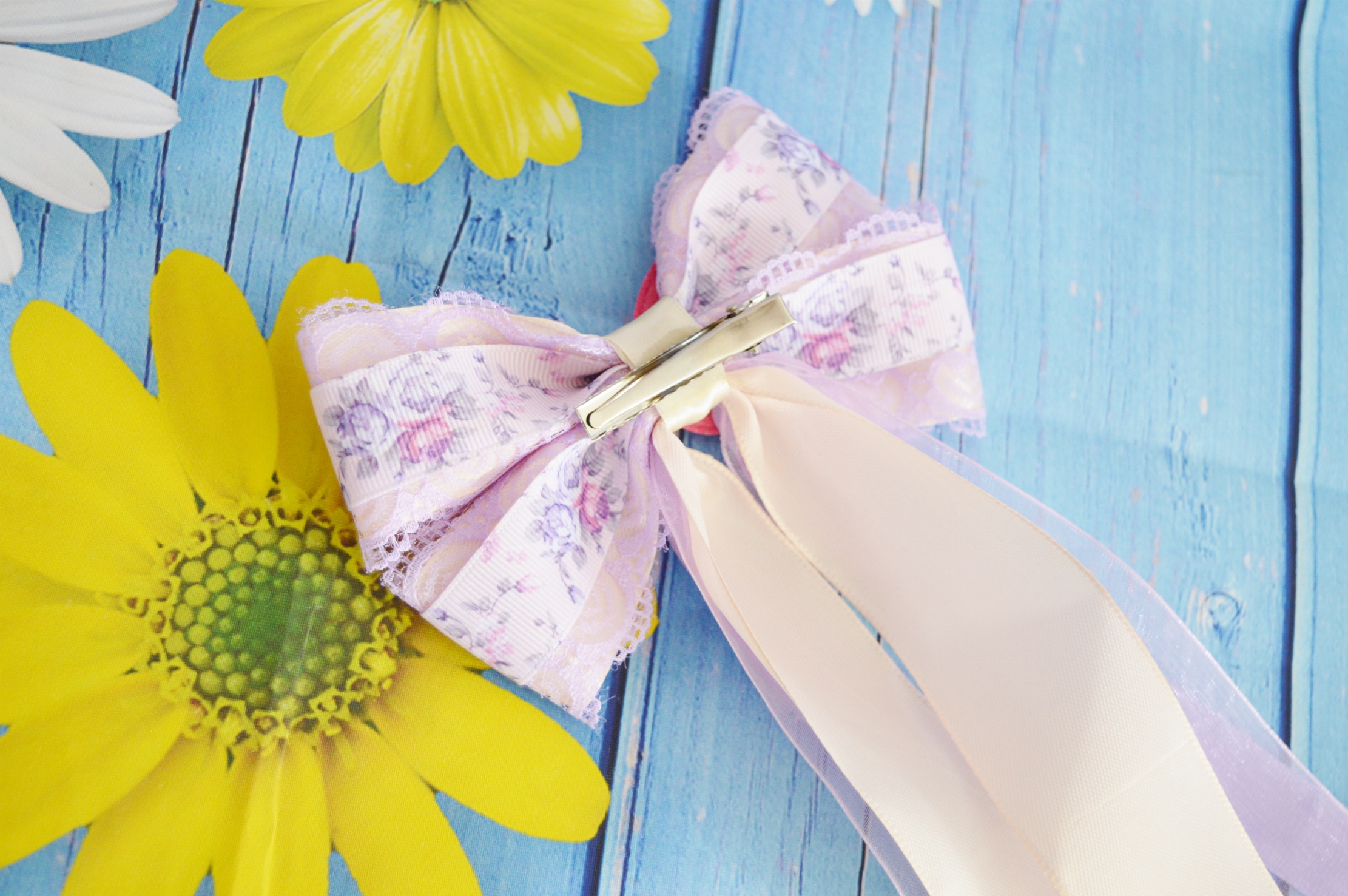 Made to Order - Hair bow w/ butterly - pastel pink violet - fairy kei decora lolita harajuku bow - Image 8