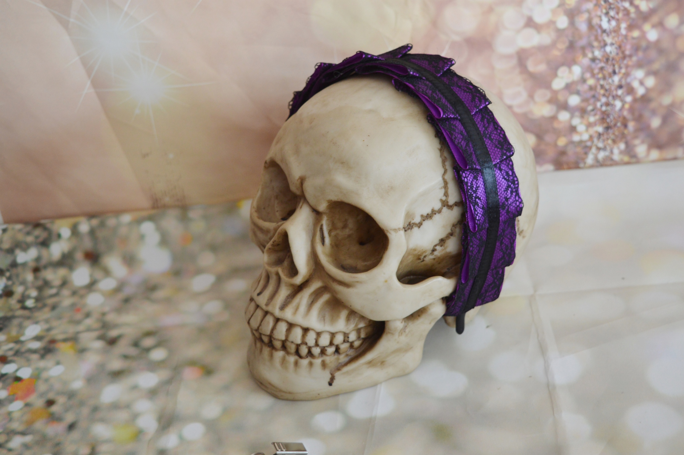 Made to Order - Gothic Lolita headband - Desmene - gothic violet hair accessory hairbow headpiece - Image 3