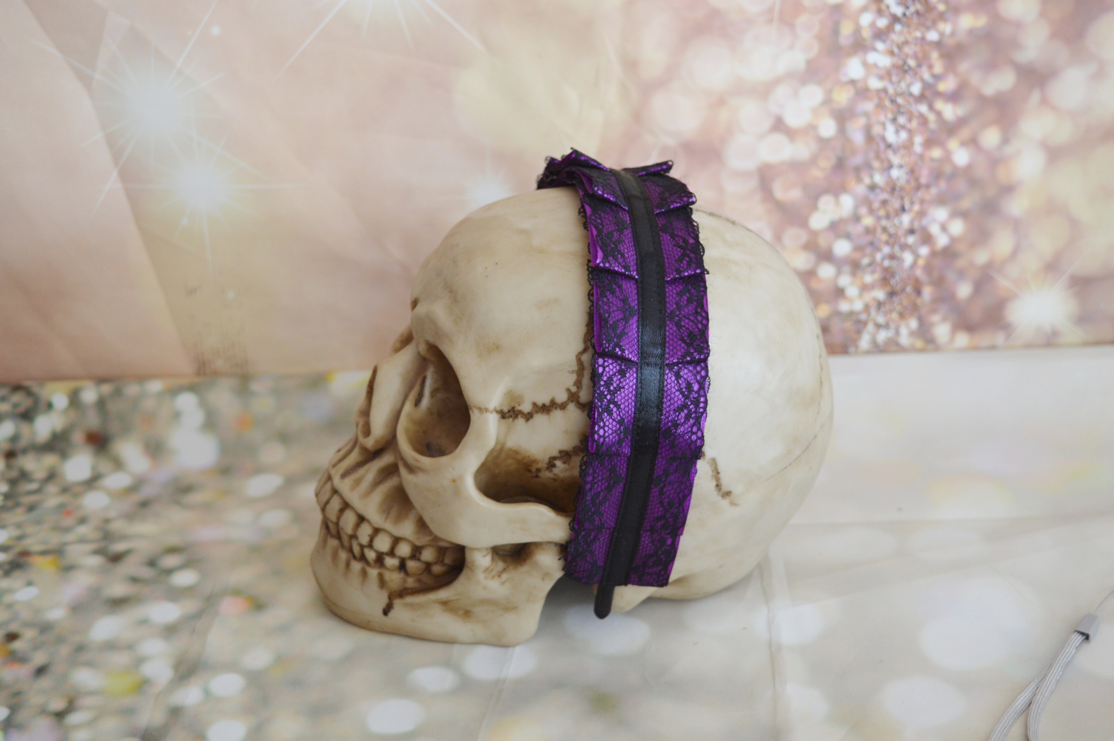Made to Order - Gothic Lolita headband - Desmene - gothic violet hair accessory hairbow headpiece - Image 4